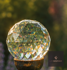 Mixed Finish Glass Orb Garden Stake, Prism design