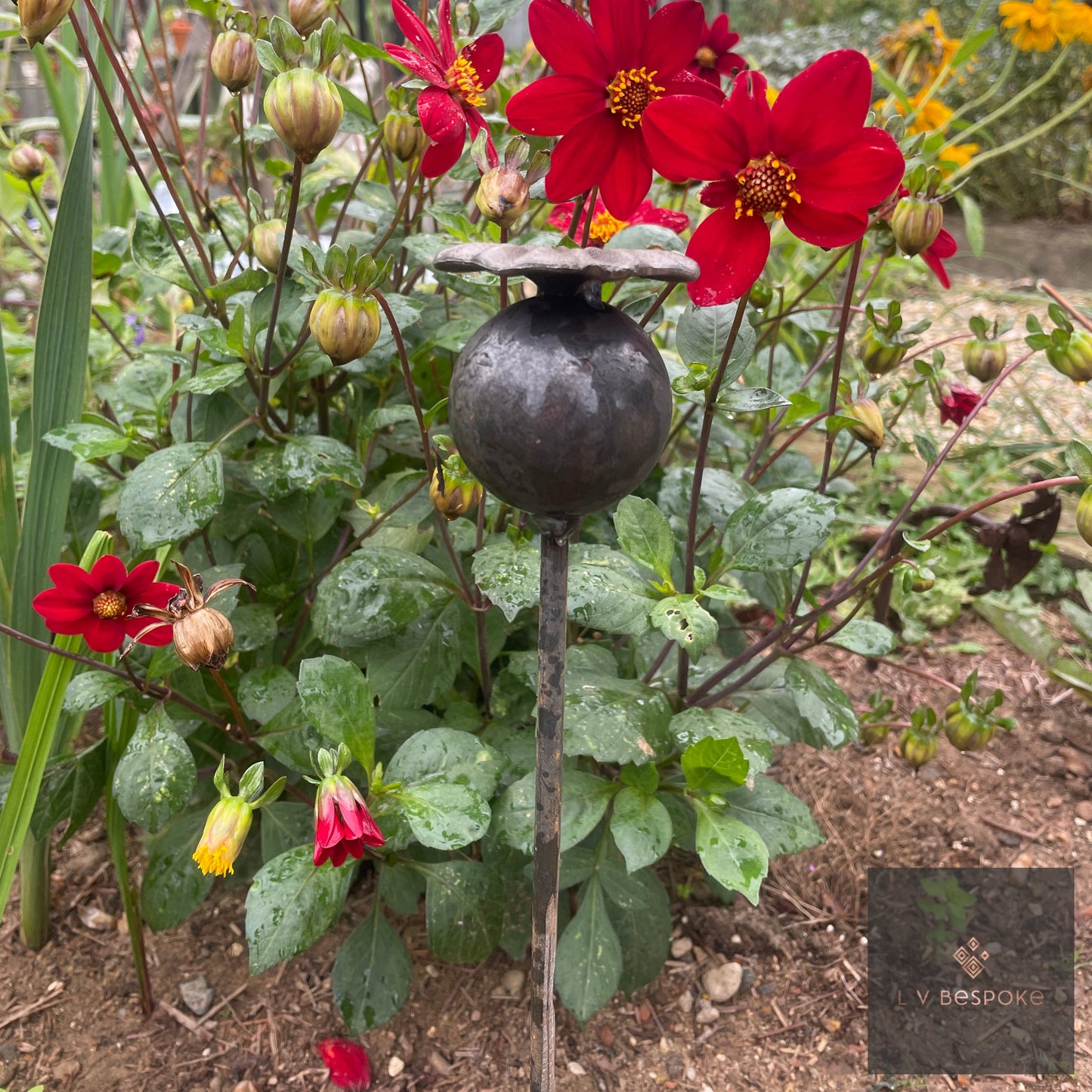 Mixed Floral Metal Garden Stakes, Short.