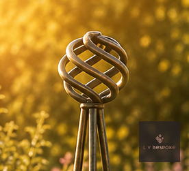 Steel Garden Obelisk, Basket Sphere finial