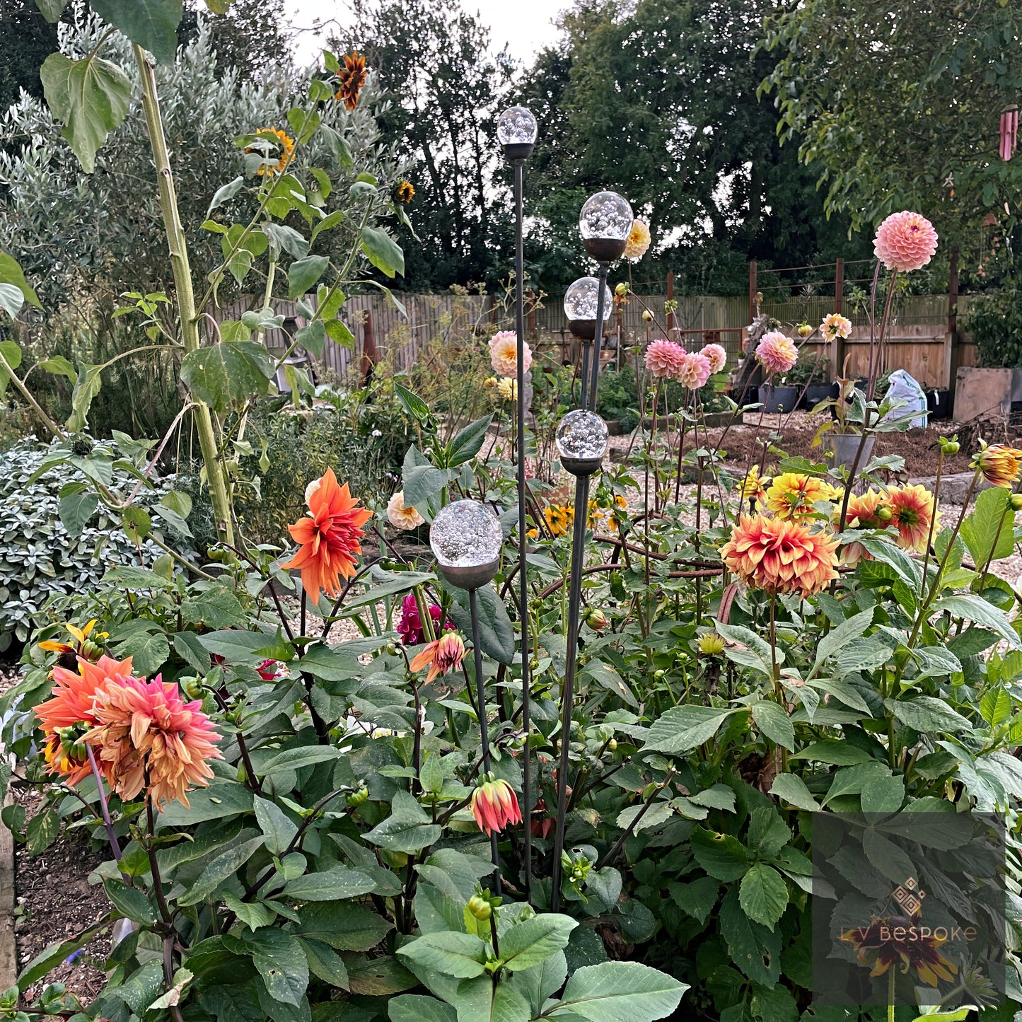 Cluster of 5 feature glass piece / garden feature. Choice of finishes.