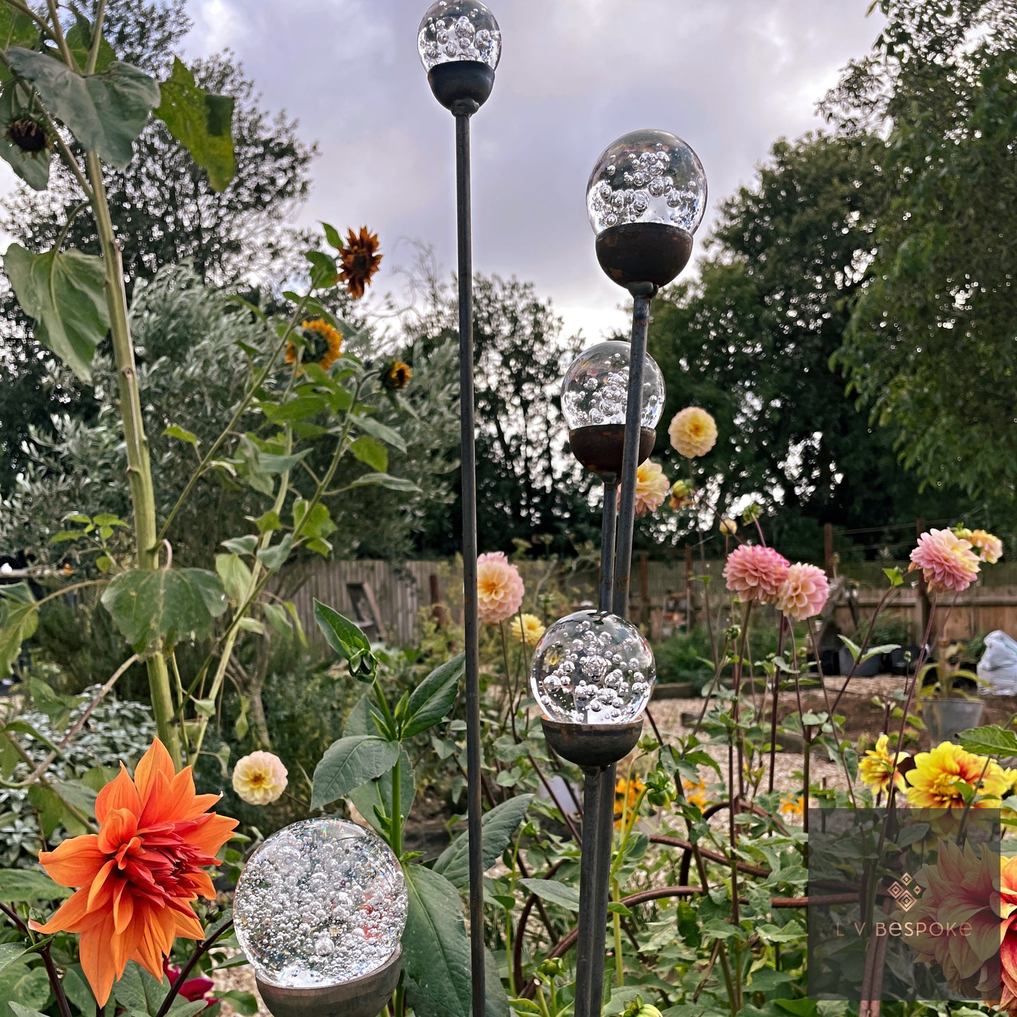 Cluster of 5 feature glass piece / garden feature. Choice of finishes.