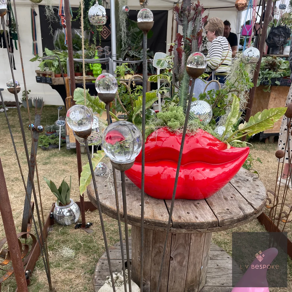 Glass orb garden stake, Clear finish