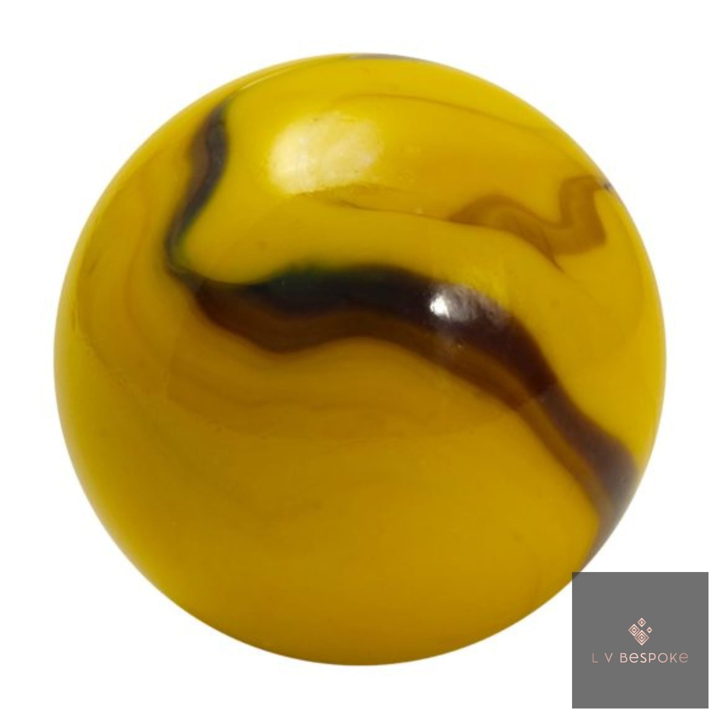 Yellow marble with brown swirls on a white background, branded 'LY Bespoke'.