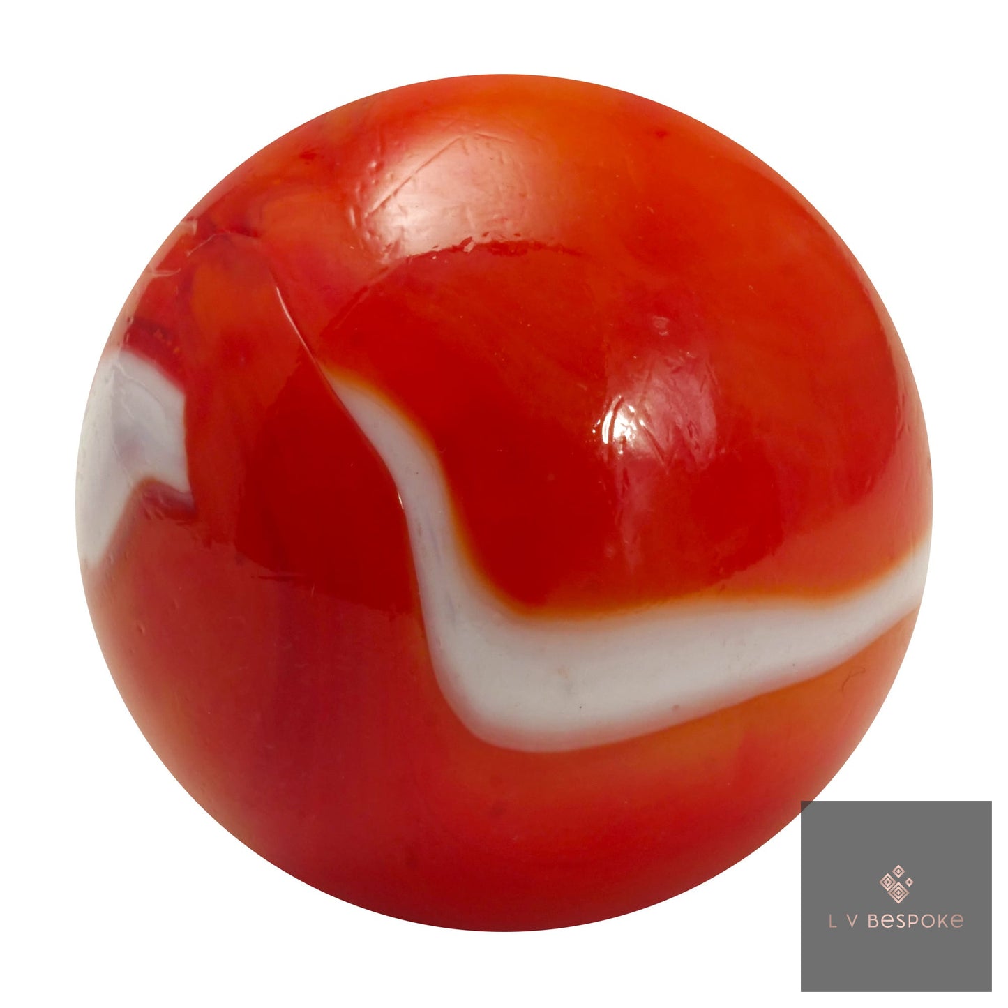 Marble with red and white patterns on a white background