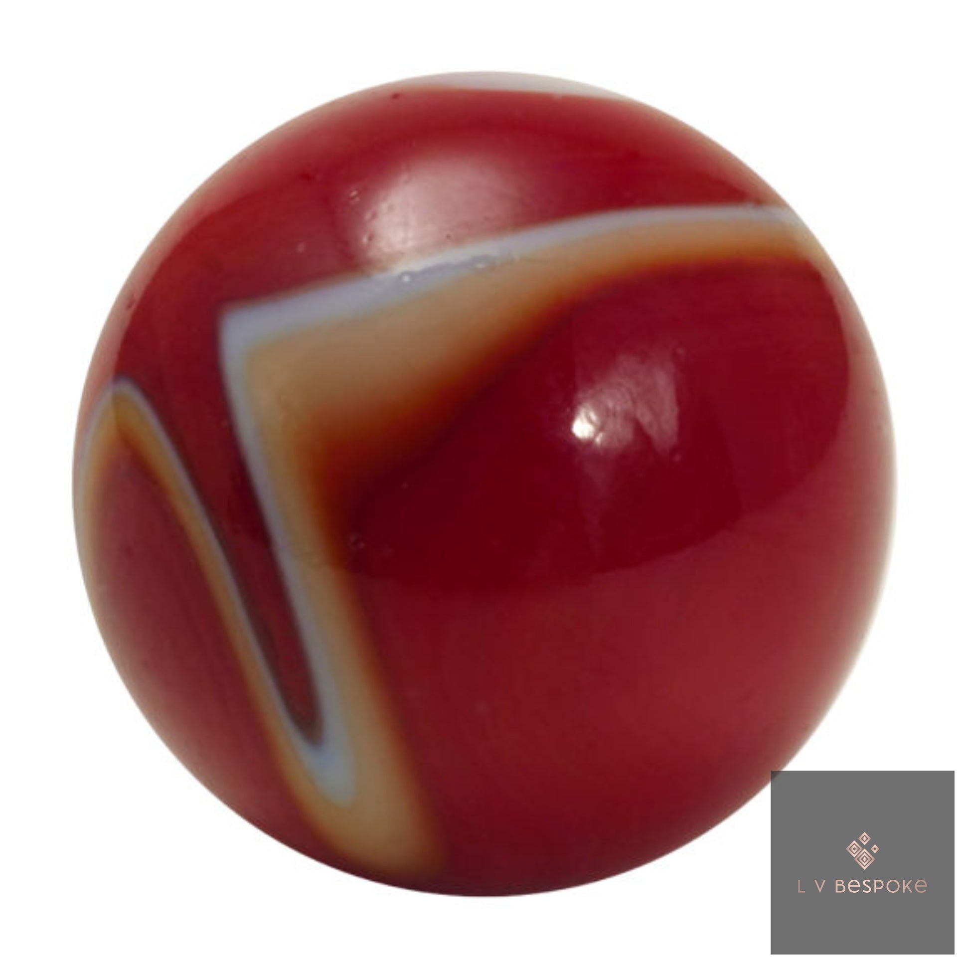 Marble red and brown sphere on a white background