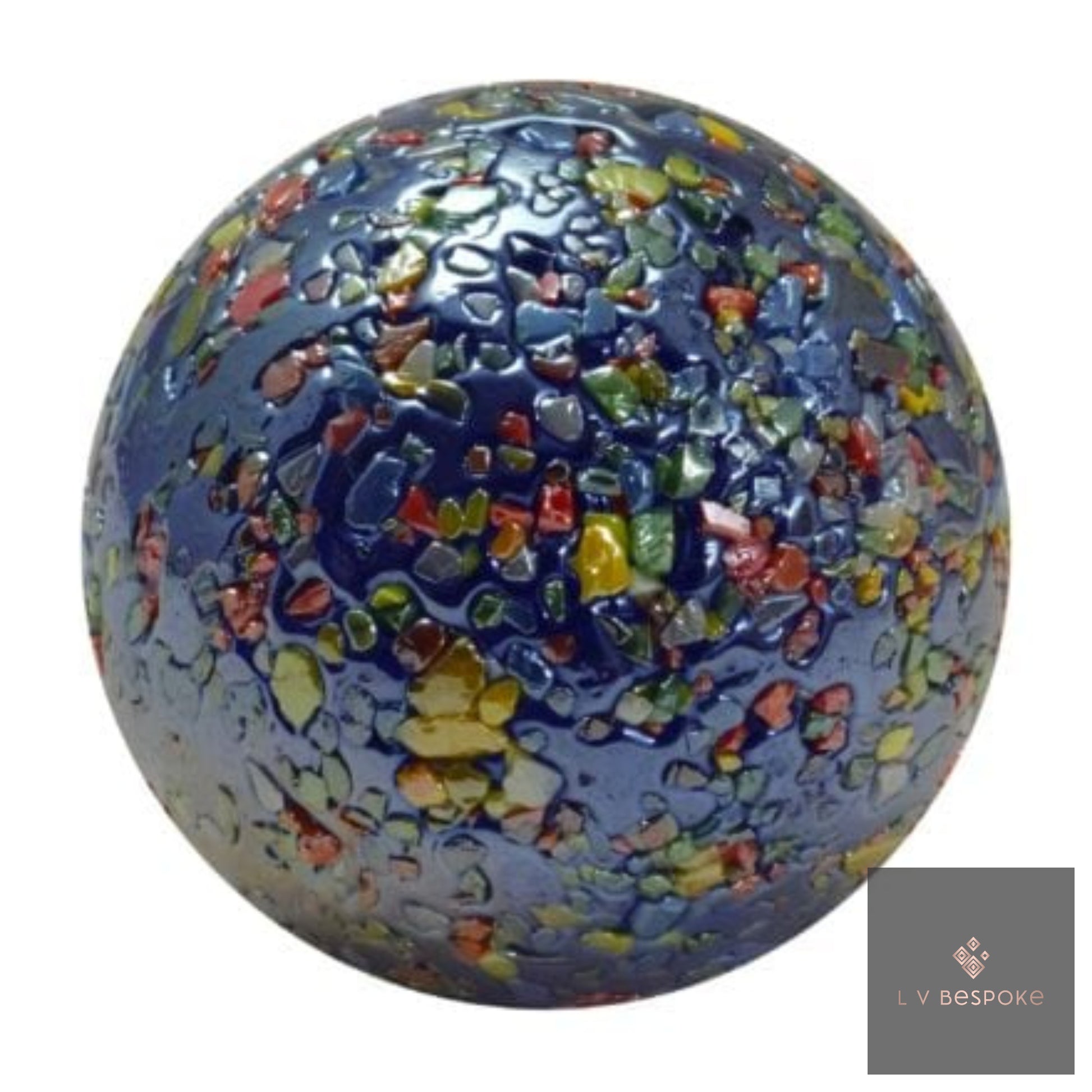 Multicolored textured Marble with 'L V Bespoke' logo in corner