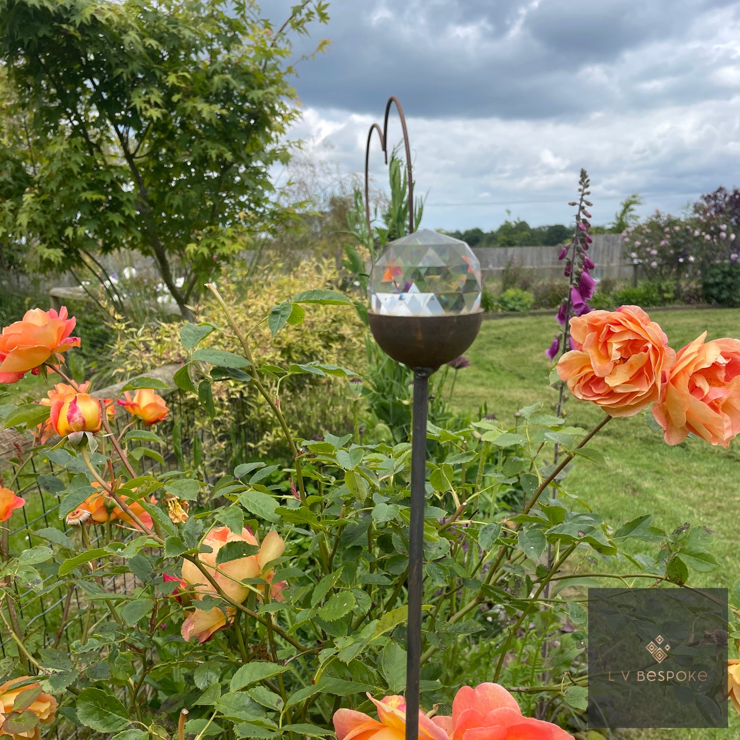 Decorative Glass Finish Metal Garden Stake with a choice of size and style available.
