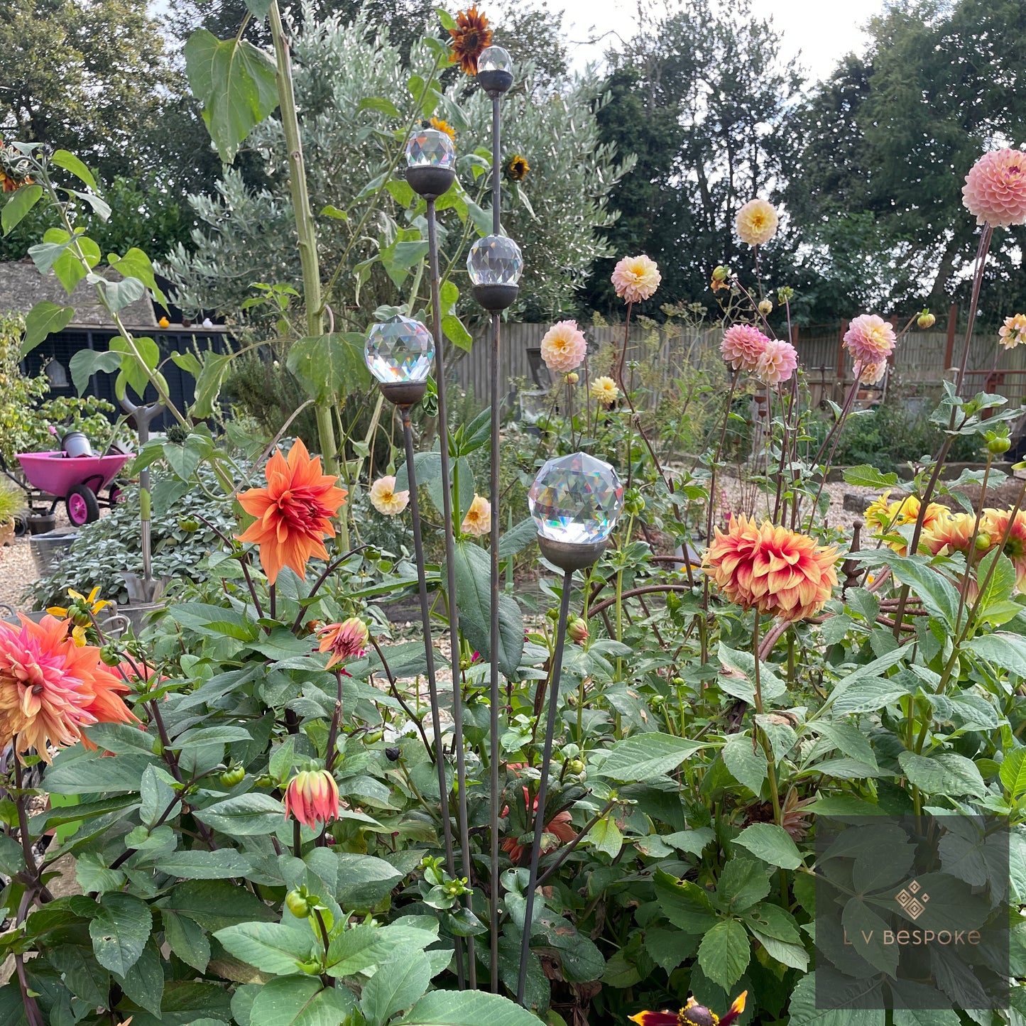 Cluster of 5 feature glass piece / garden feature. Choice of finishes.