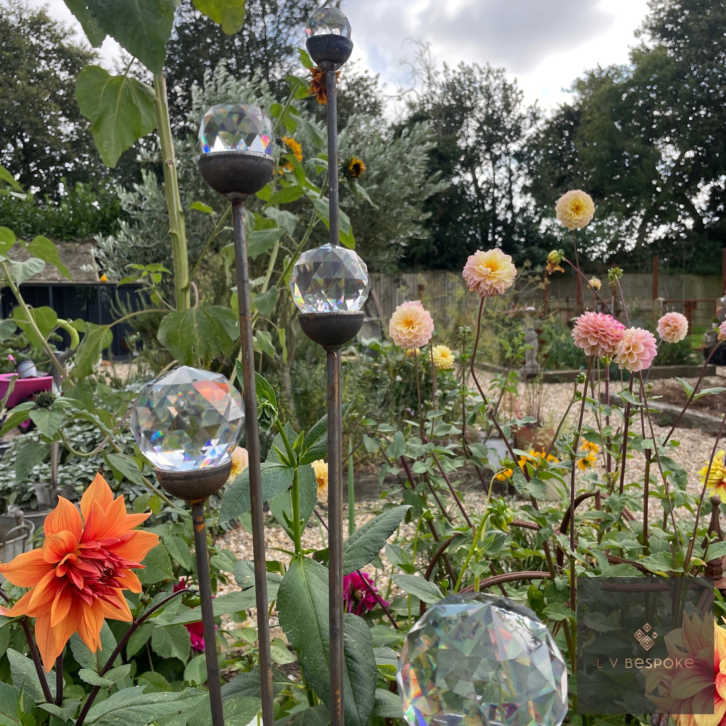 Cluster of 5 feature glass piece / garden feature. Choice of finishes.