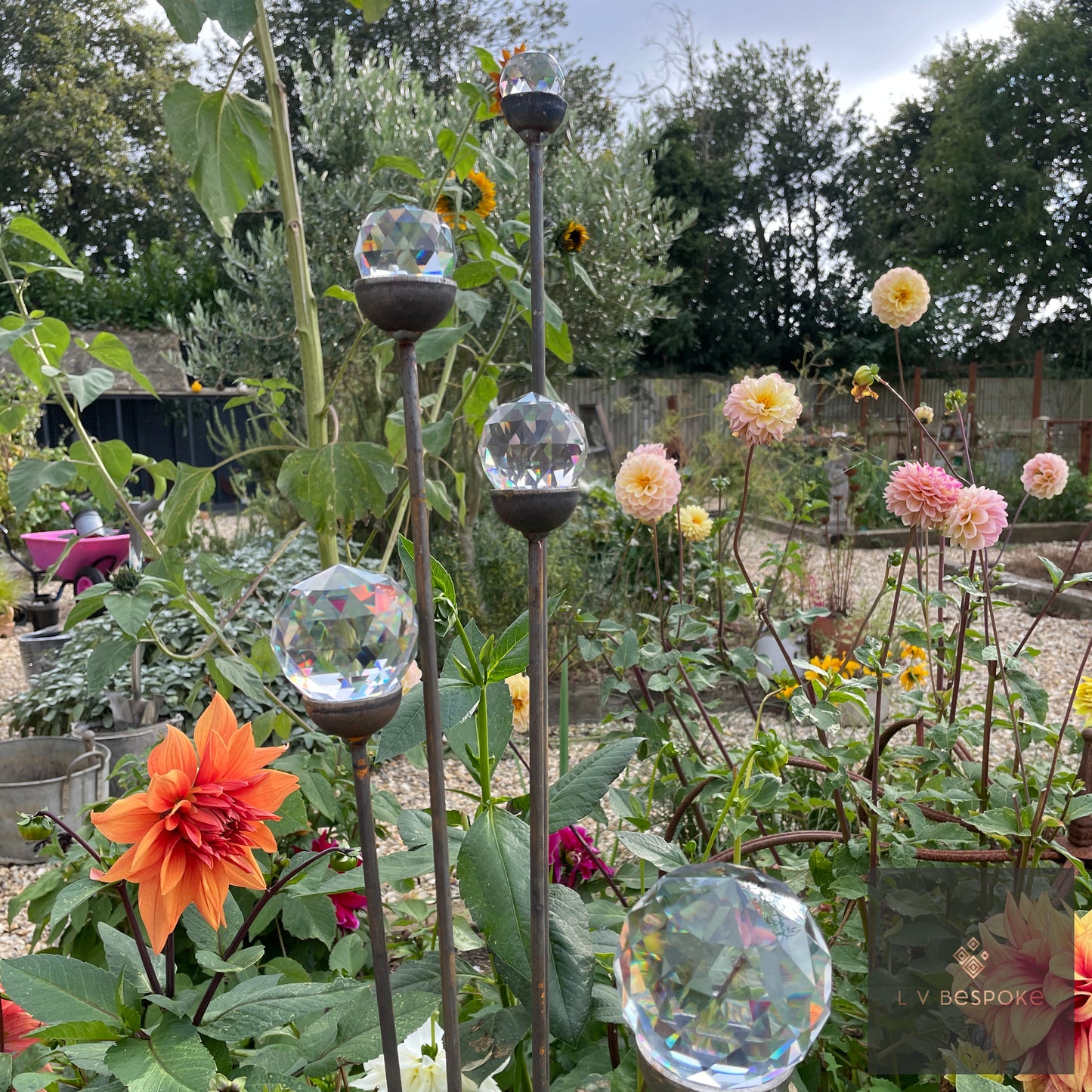 Cluster of 5 feature glass piece / garden feature. Choice of finishes.