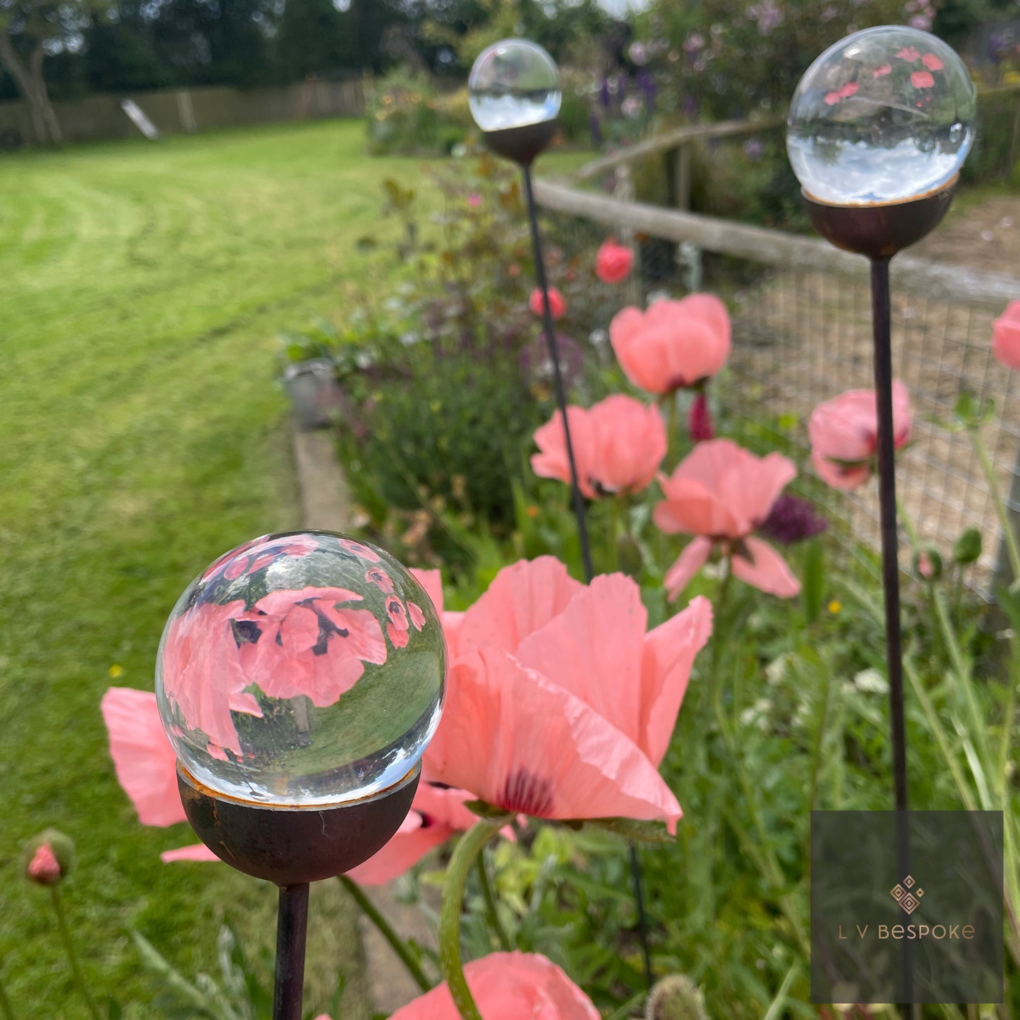 Decorative Glass Finish Metal Garden Stake with a choice of size and style available.