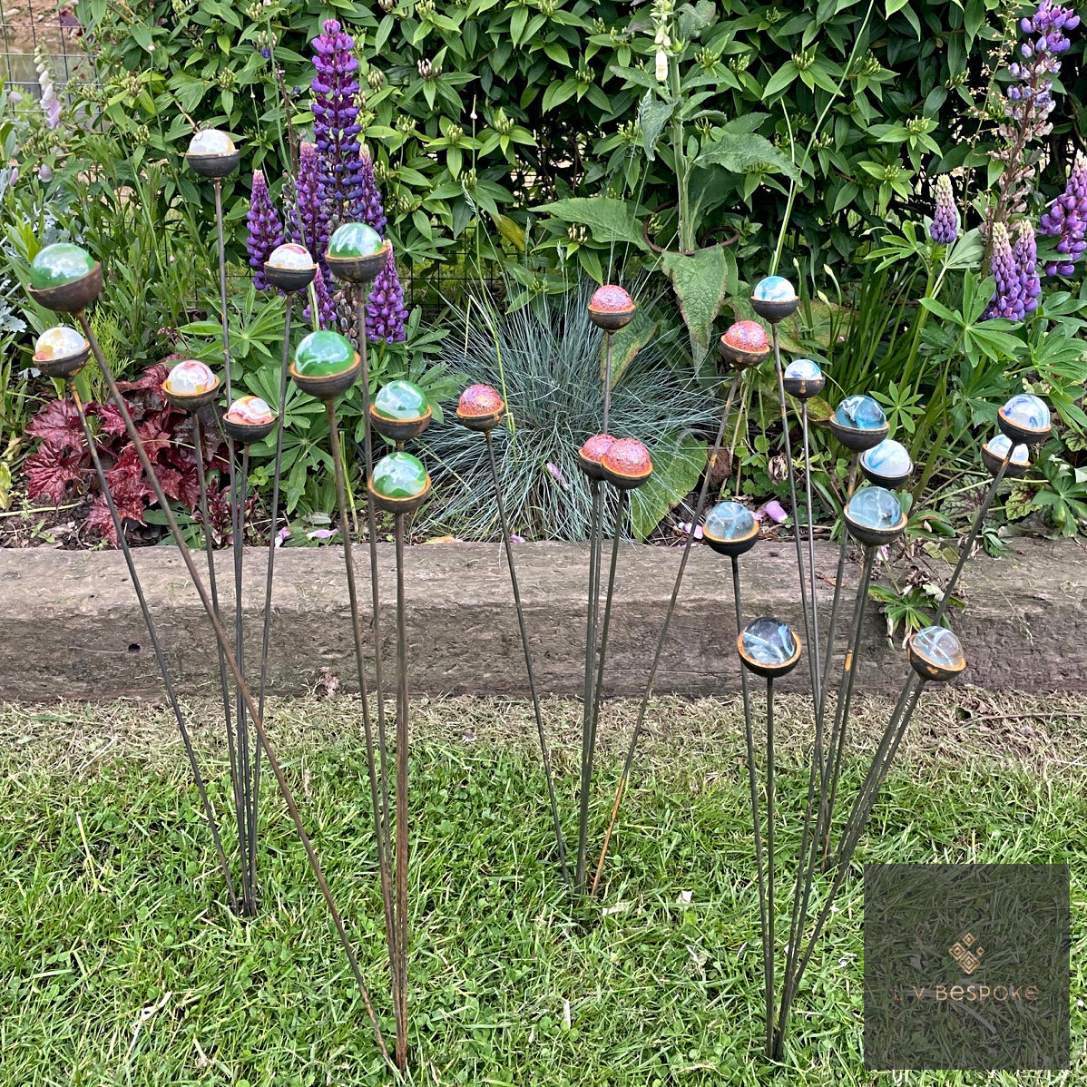 Colourful marbles Cluster of 5 - add a pop of colour to your garden!