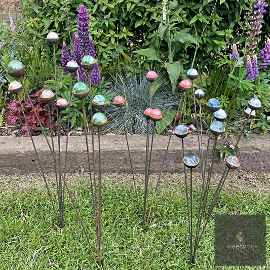 Colourful marbles Cluster of 5 - add a pop of colour to your garden!