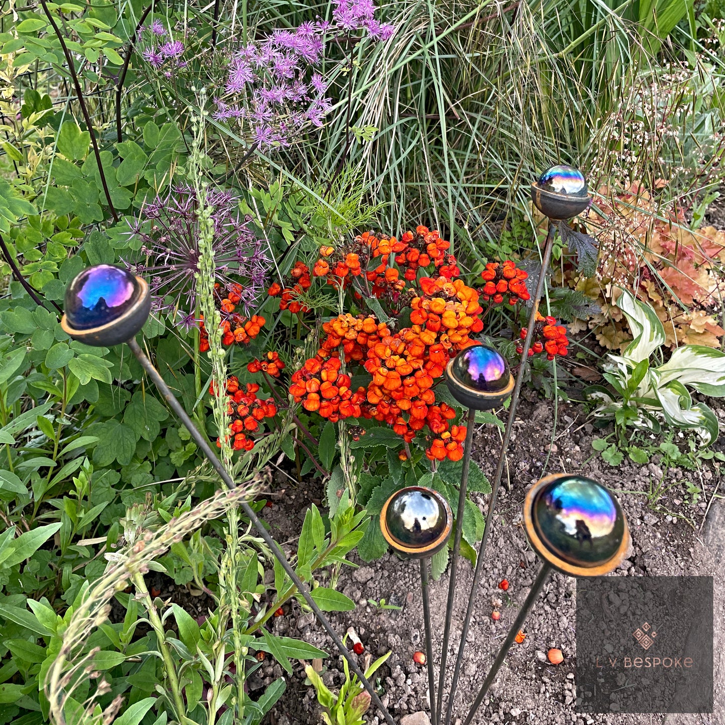 Colourful marbles Cluster of 5 - add a pop of colour to your garden!