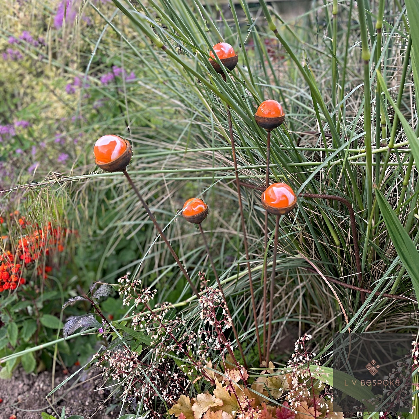 Colourful marbles Cluster of 5 - add a pop of colour to your garden!