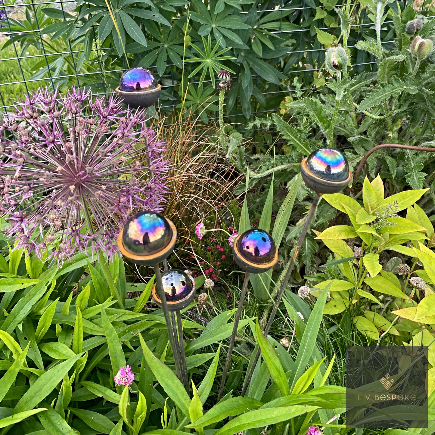 Colourful marbles Cluster of 5 - add a pop of colour to your garden!