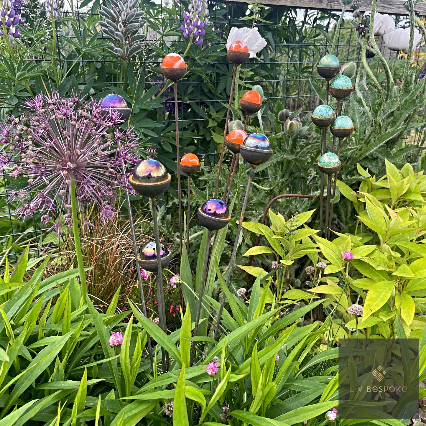 Colourful marbles Cluster of 5 - add a pop of colour to your garden!