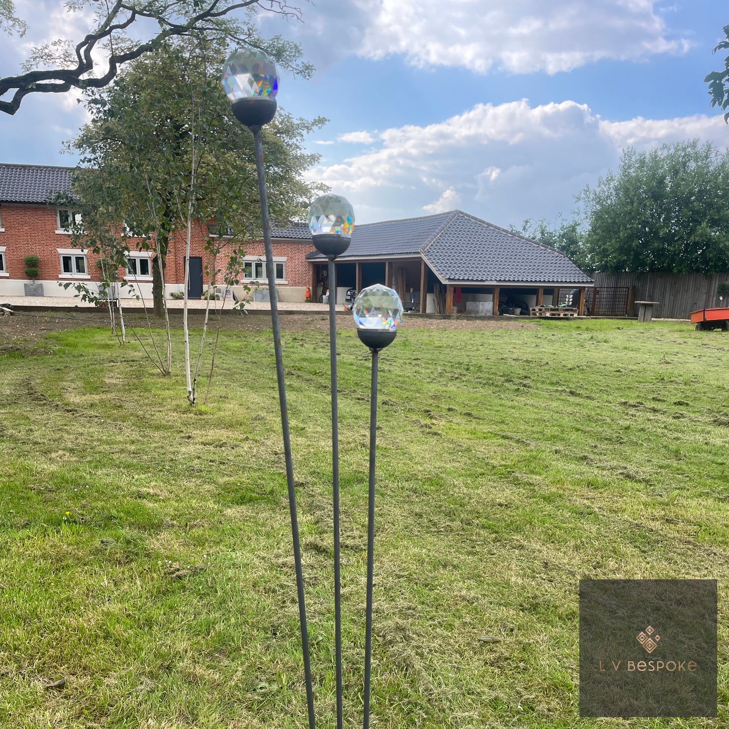 Cluster of 3 Glass/Marble Garden Feature available in a number of finishes and 2 heights