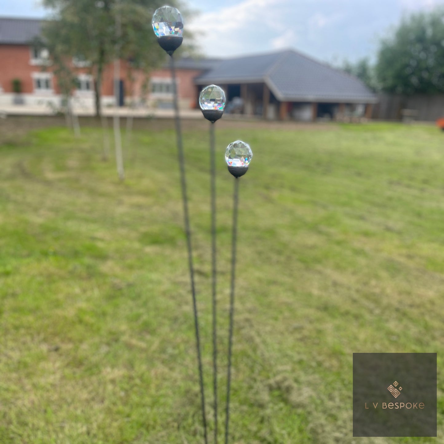 Cluster of 3 Glass/Marble Garden Feature available in a number of finishes and 2 heights