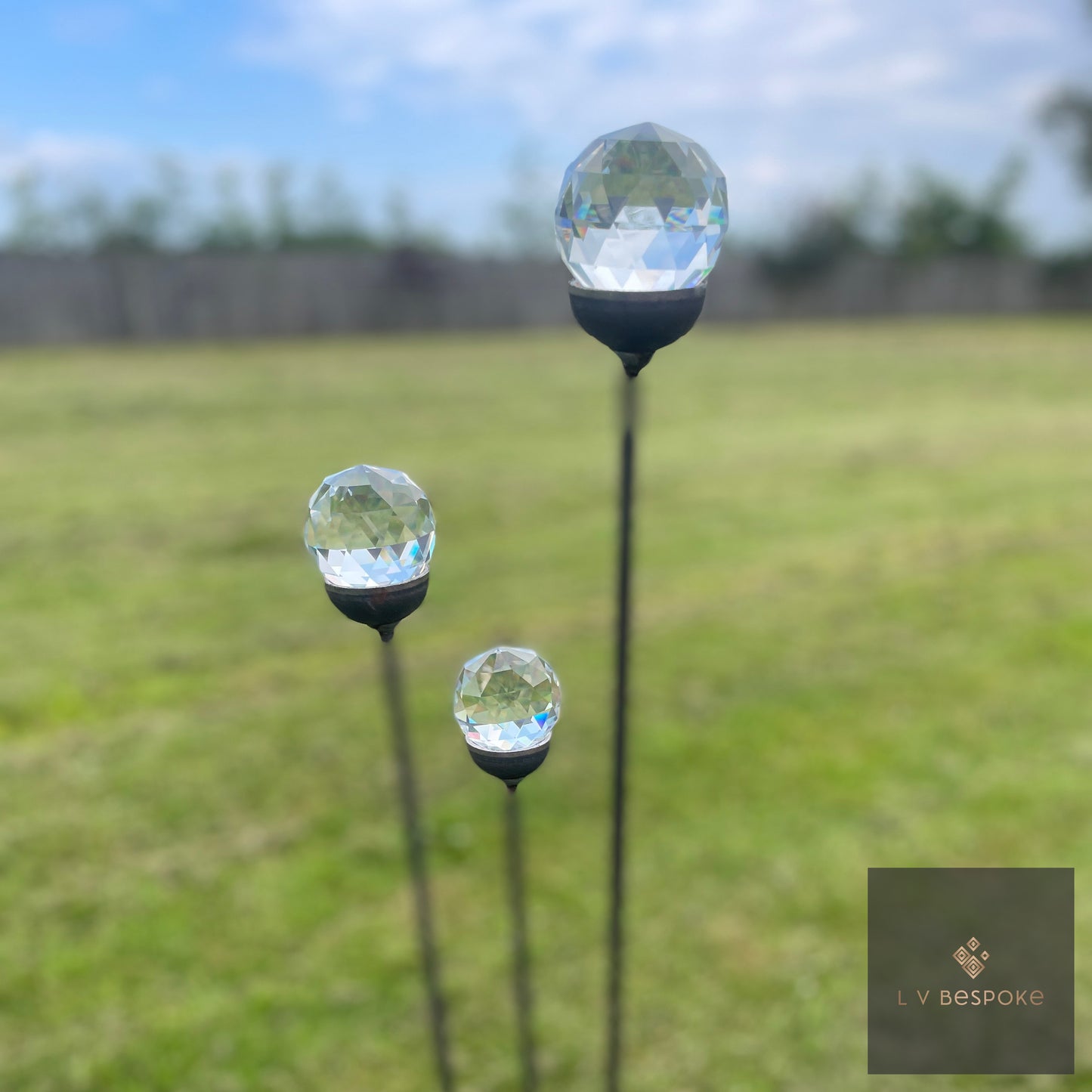 Cluster of 3 Glass/Marble Garden Feature available in a number of finishes and 2 heights