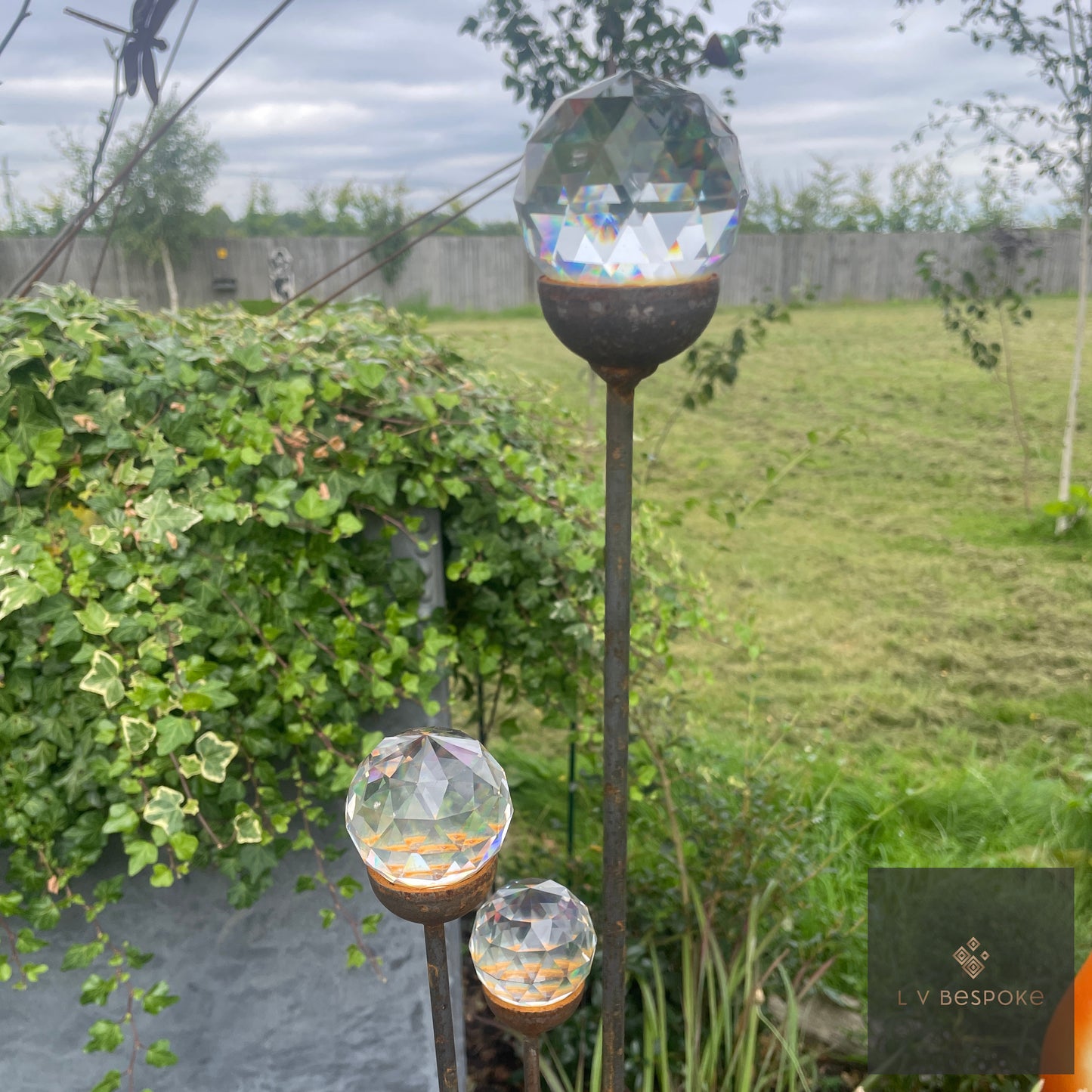 Cluster of 3 Glass/Marble Garden Feature available in a number of finishes and 2 heights