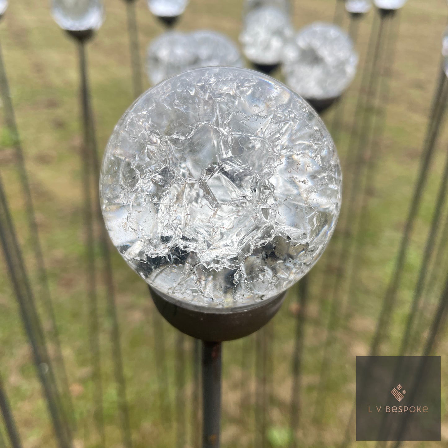 Decorative Glass Finish Metal Garden Stake with a choice of size and style available.