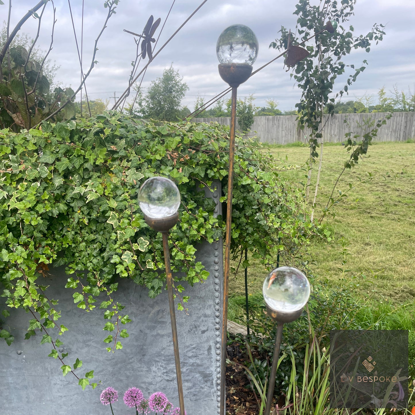 Cluster of 3 Glass/Marble Garden Feature available in a number of finishes and 2 heights