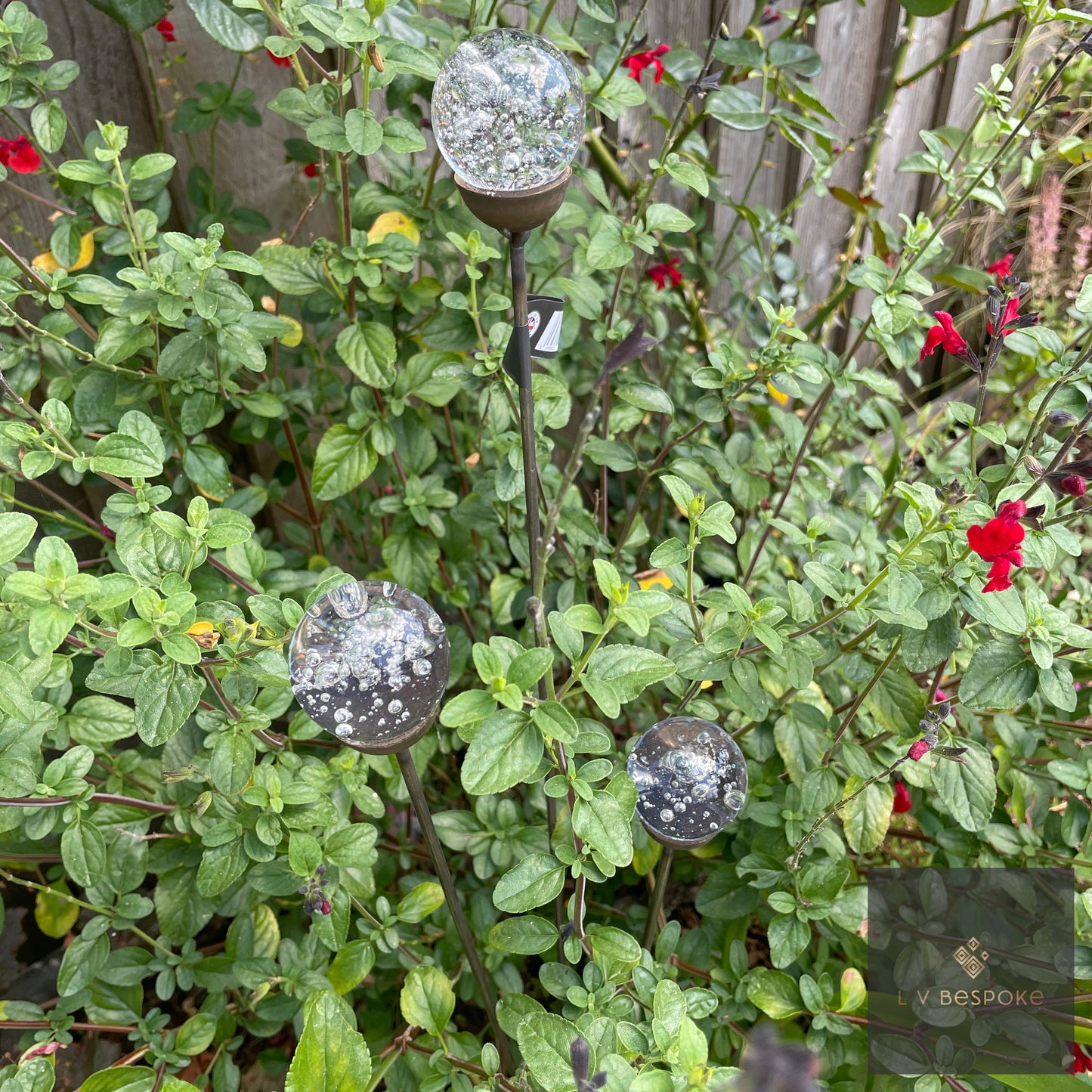 Cluster of 3 Glass/Marble Garden Feature available in a number of finishes and 2 heights