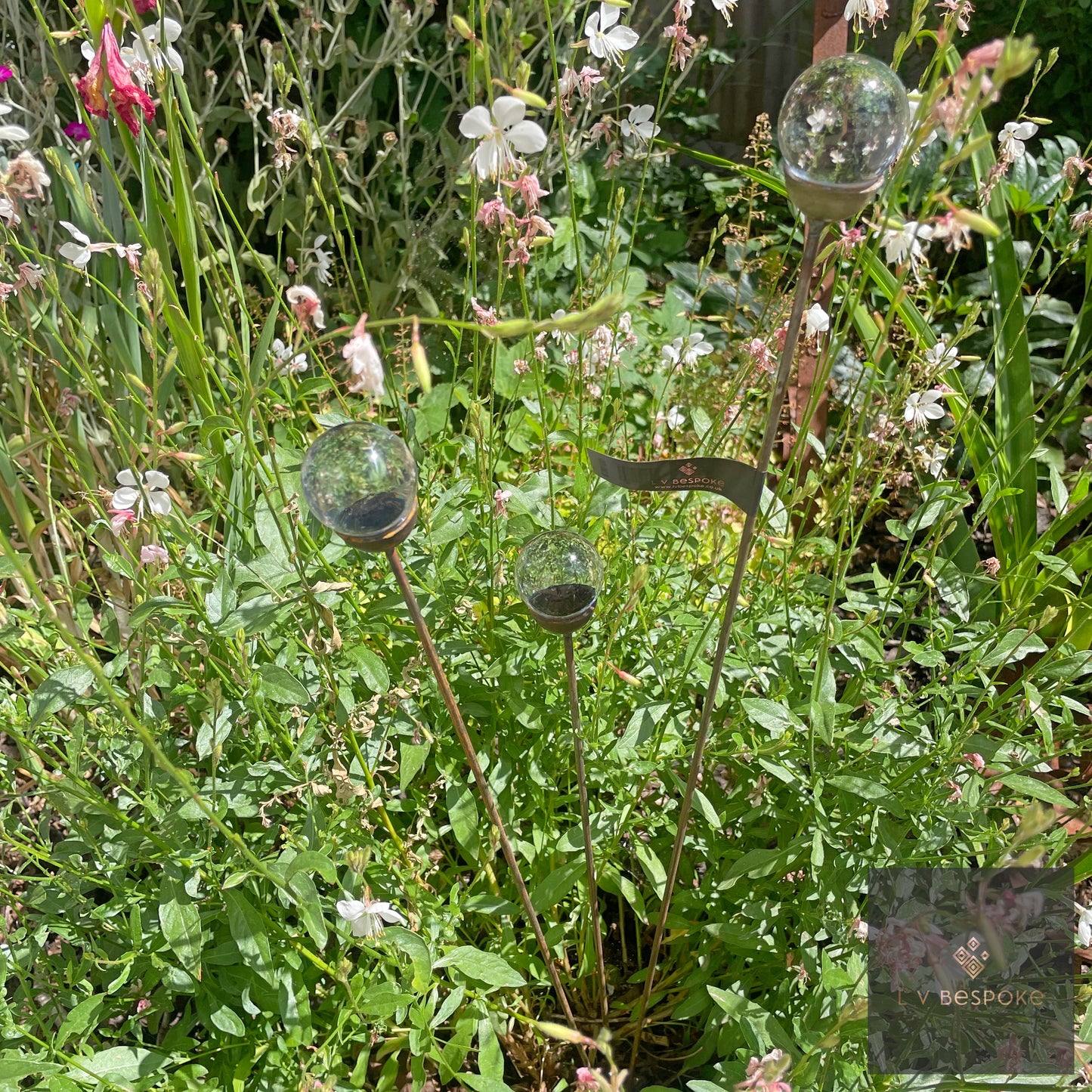 Cluster of 3 Glass/Marble Garden Feature available in a number of finishes and 2 heights