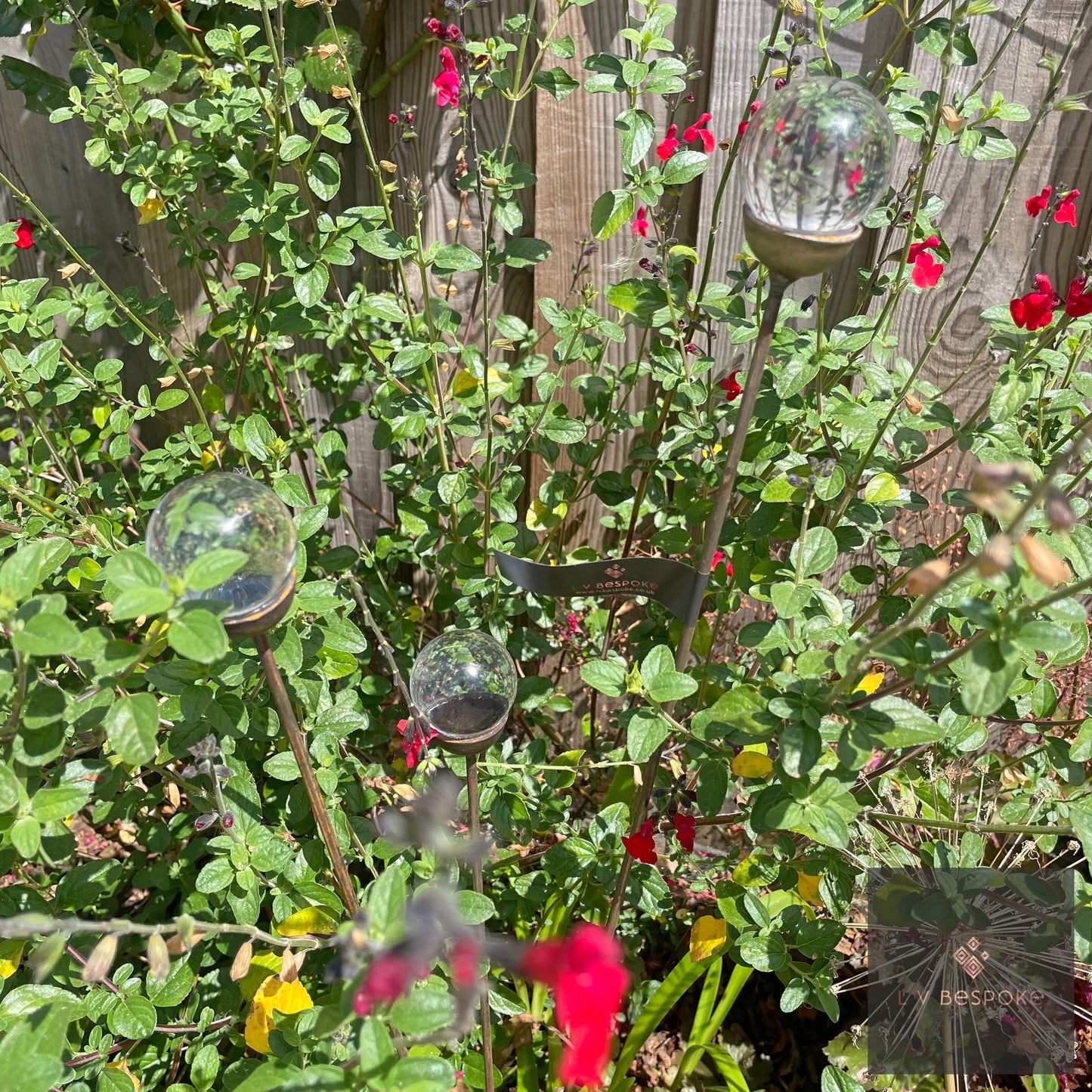 Cluster of 3 Glass/Marble Garden Feature available in a number of finishes and 2 heights