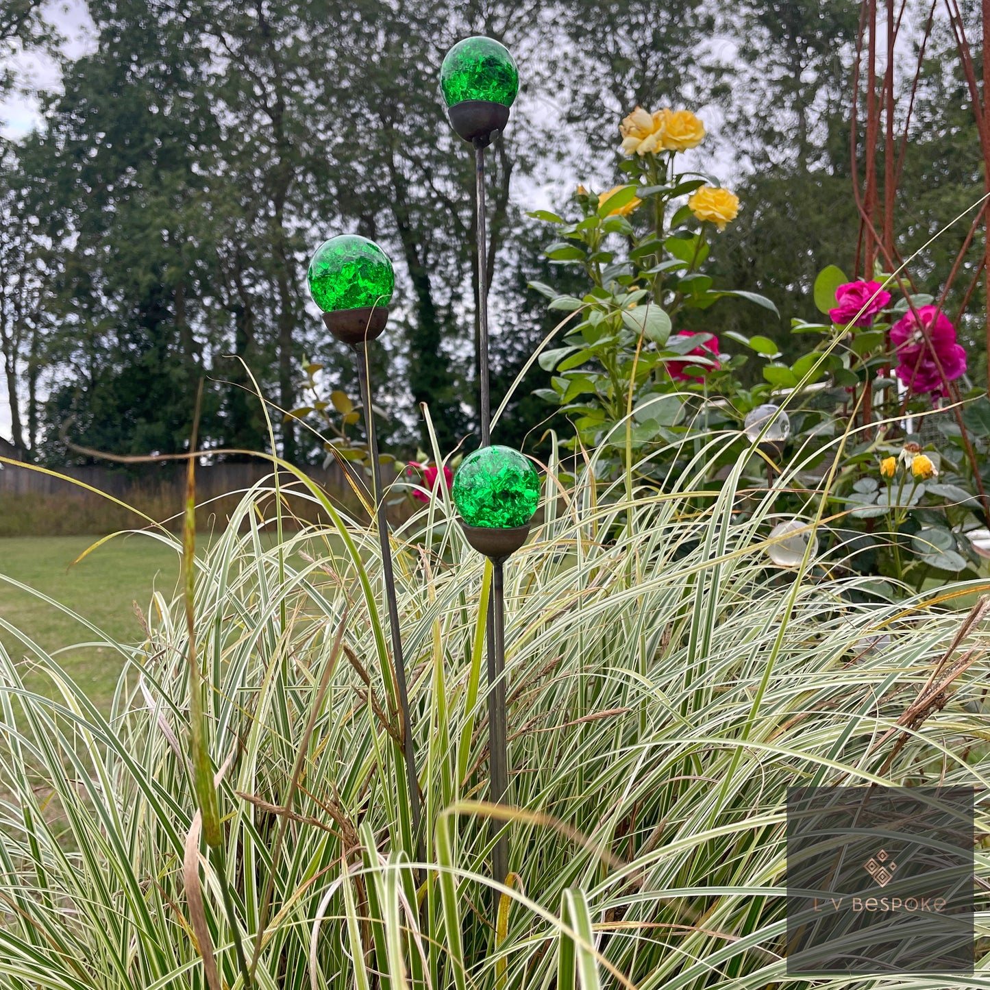 Mixed Coloured Glass Orb, Cluster of 3 - Short