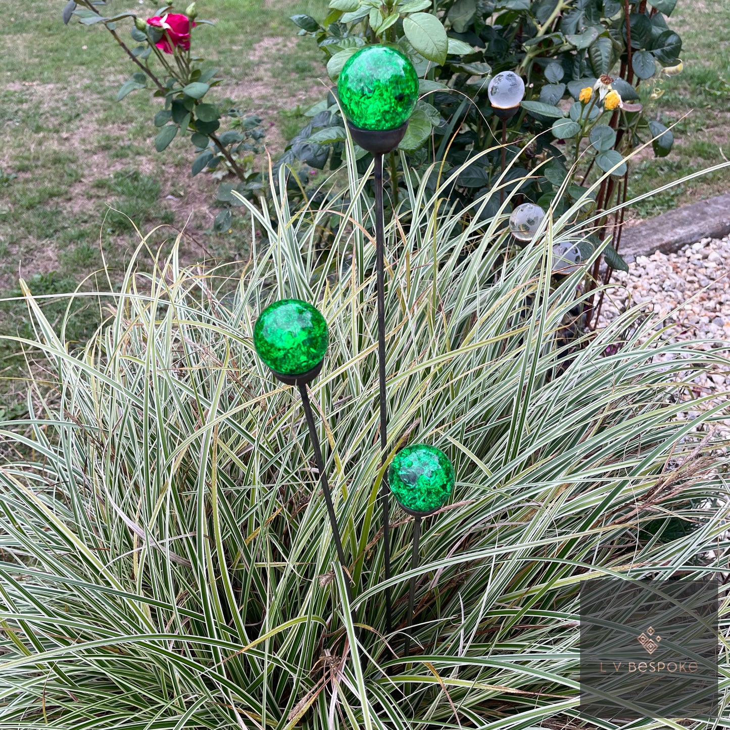 Mixed Coloured Glass Orb, Cluster of 3 - Short