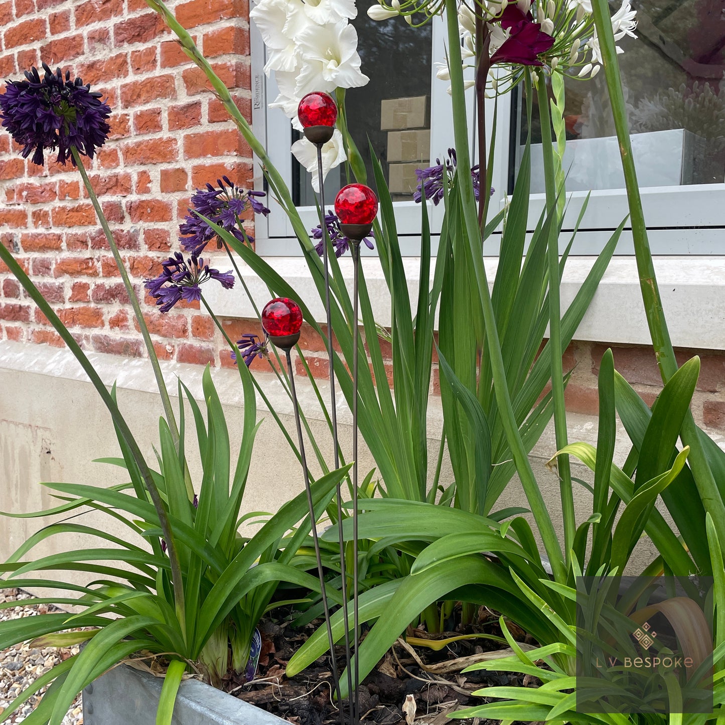 Mixed Coloured Glass Orb, Cluster of 3 - Short