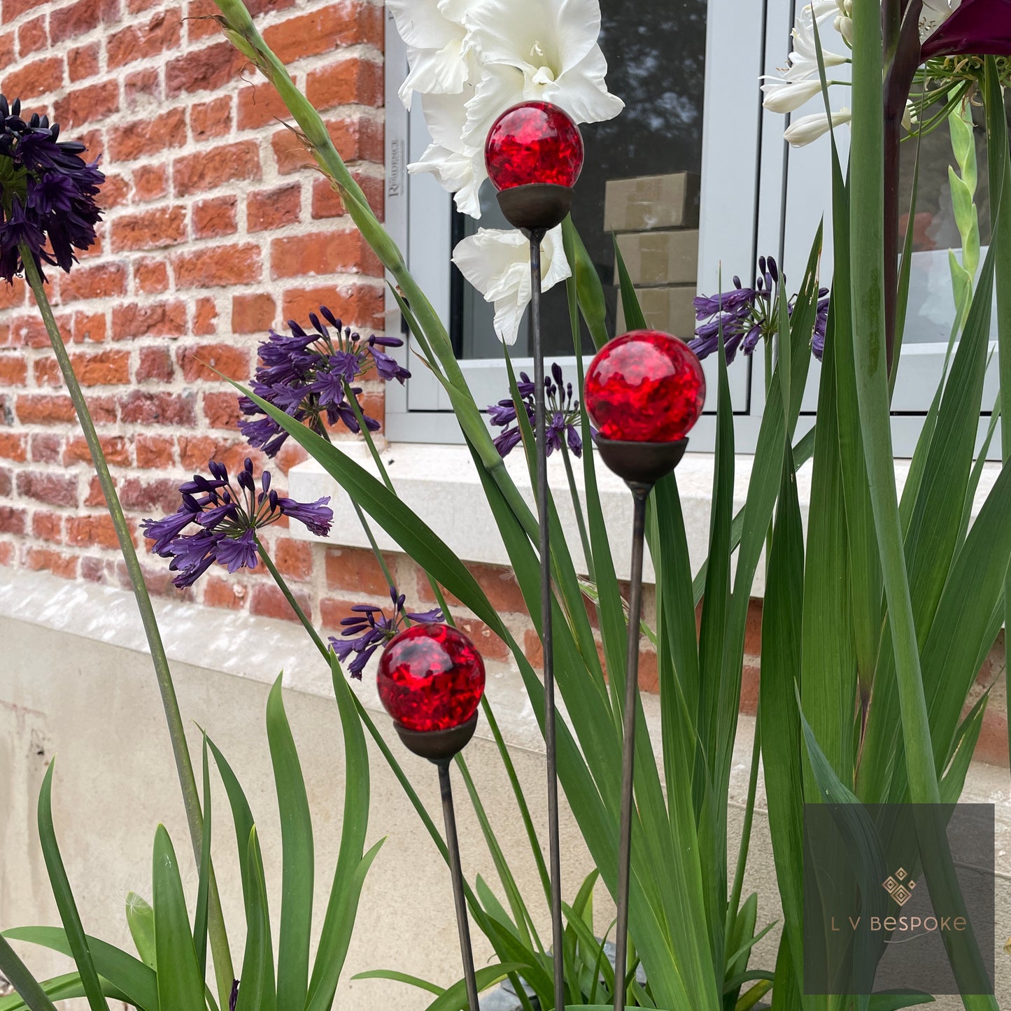 Mixed Coloured Glass Orb, Cluster of 3 - Short