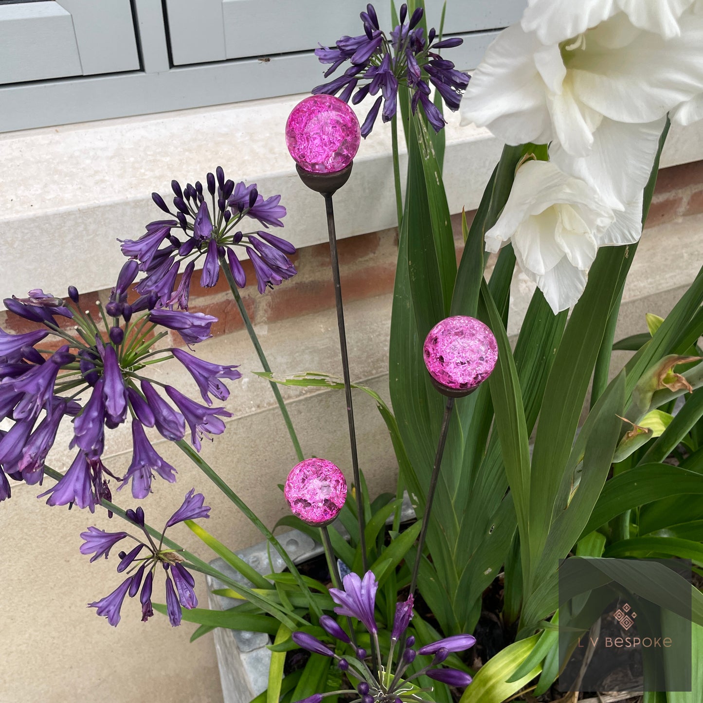Mixed Coloured Glass Orb, Cluster of 3 - Short
