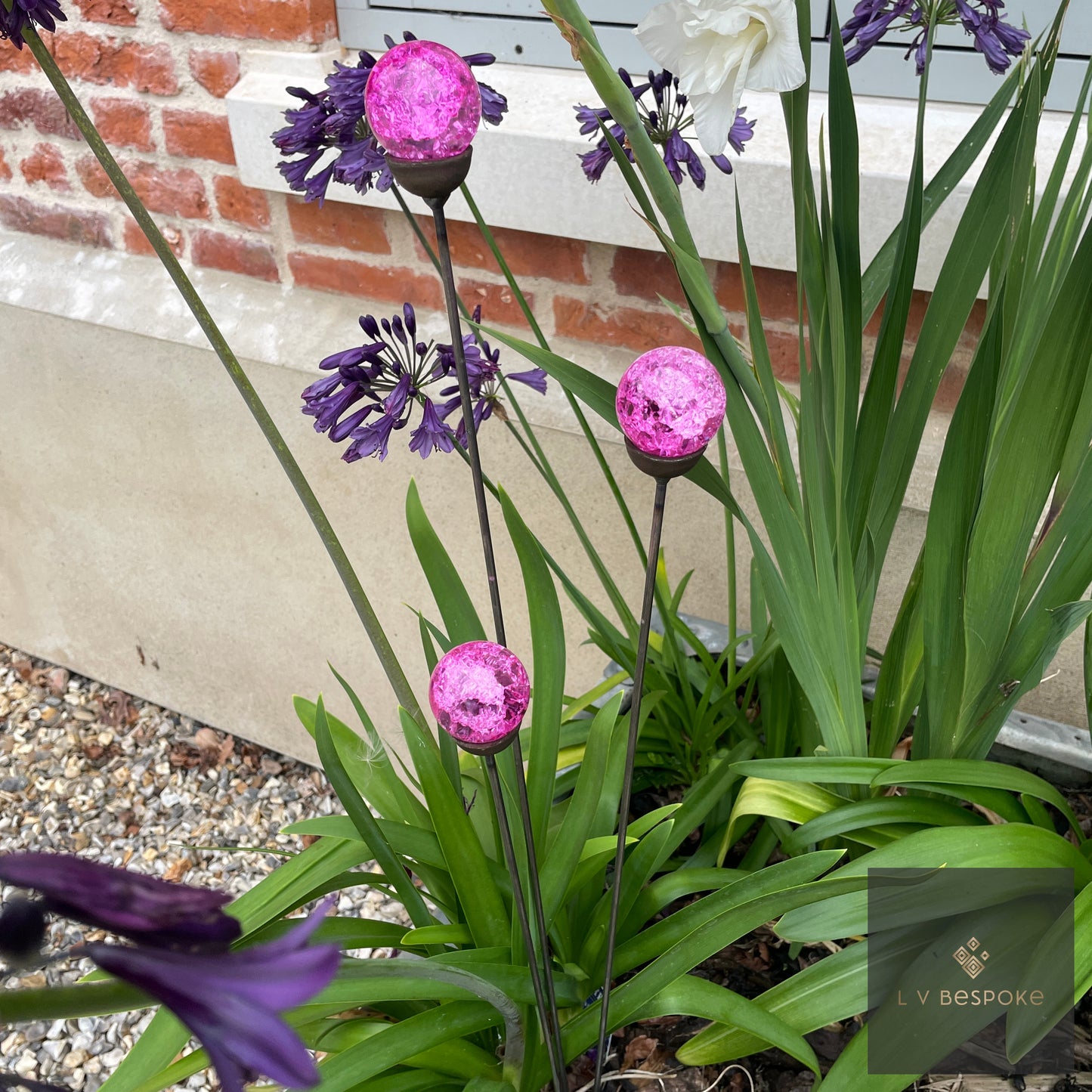 Mixed Coloured Glass Orb, Cluster of 3 - Short