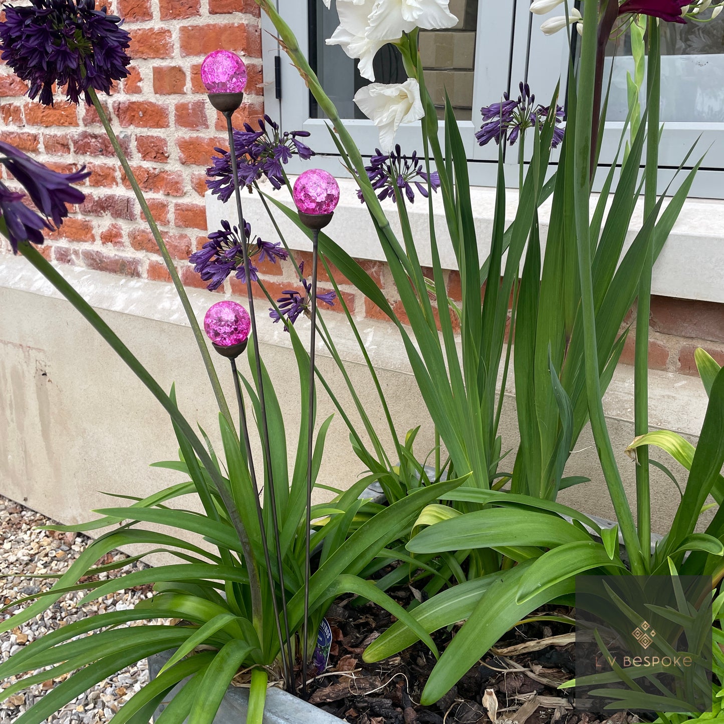 Mixed Coloured Glass Orb, Cluster of 3 - Short
