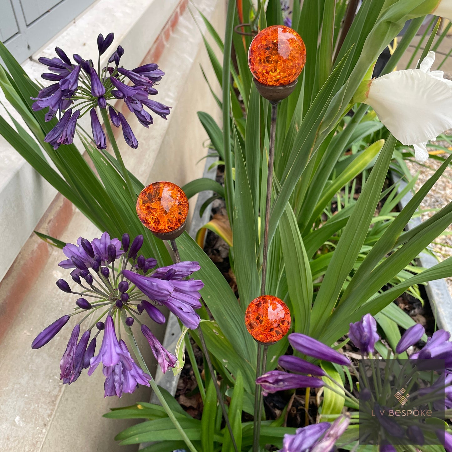 Mixed Coloured Glass Orb, Cluster of 3 - Short