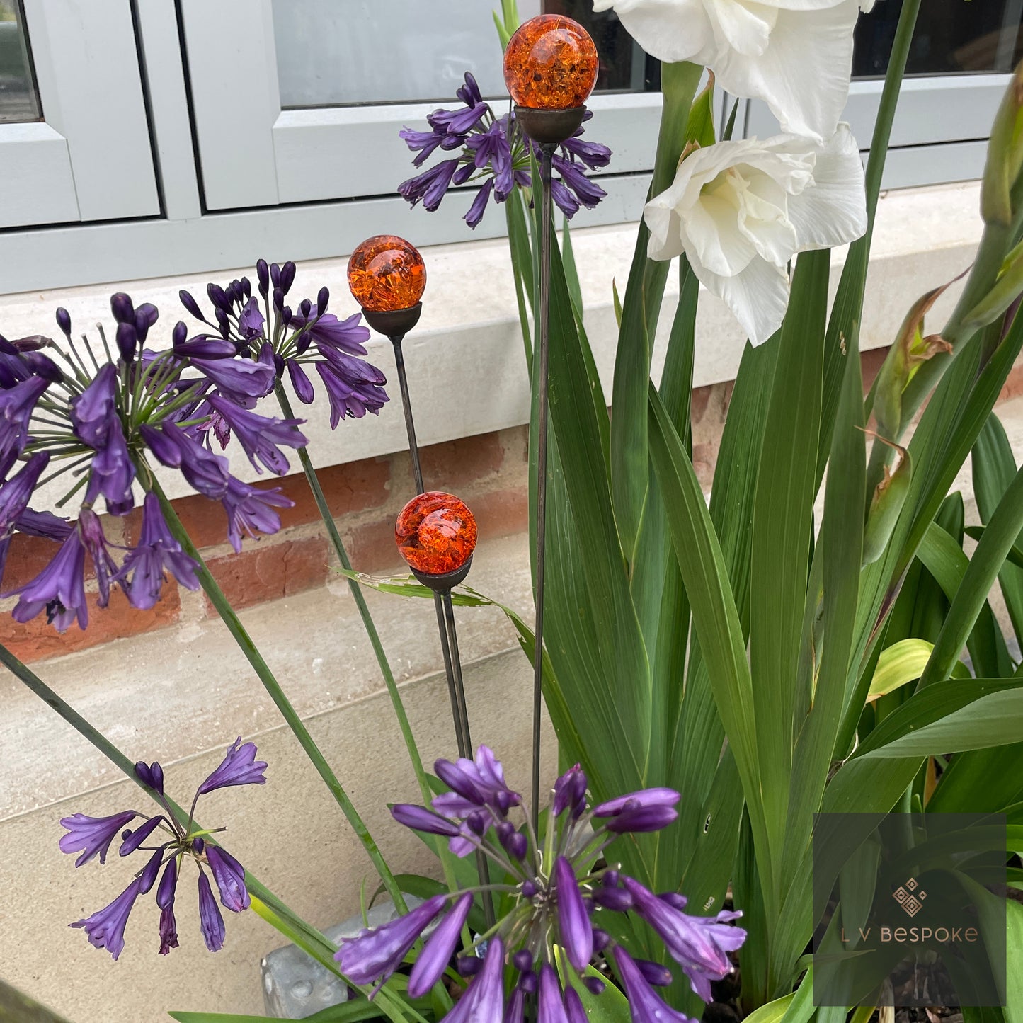 Mixed Coloured Glass Orb, Cluster of 3 - Short