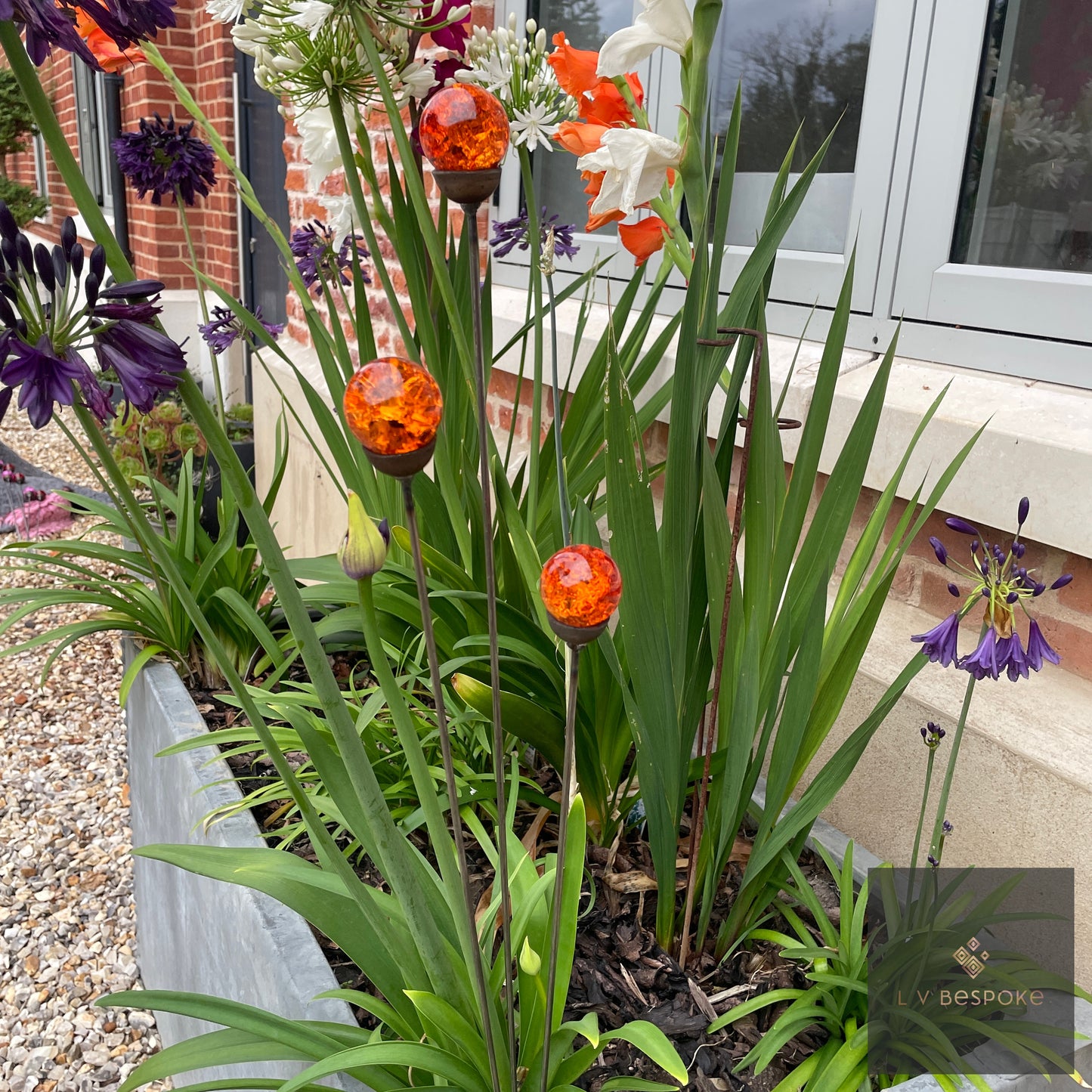 Mixed Coloured Glass Orb, Cluster of 3 - Short