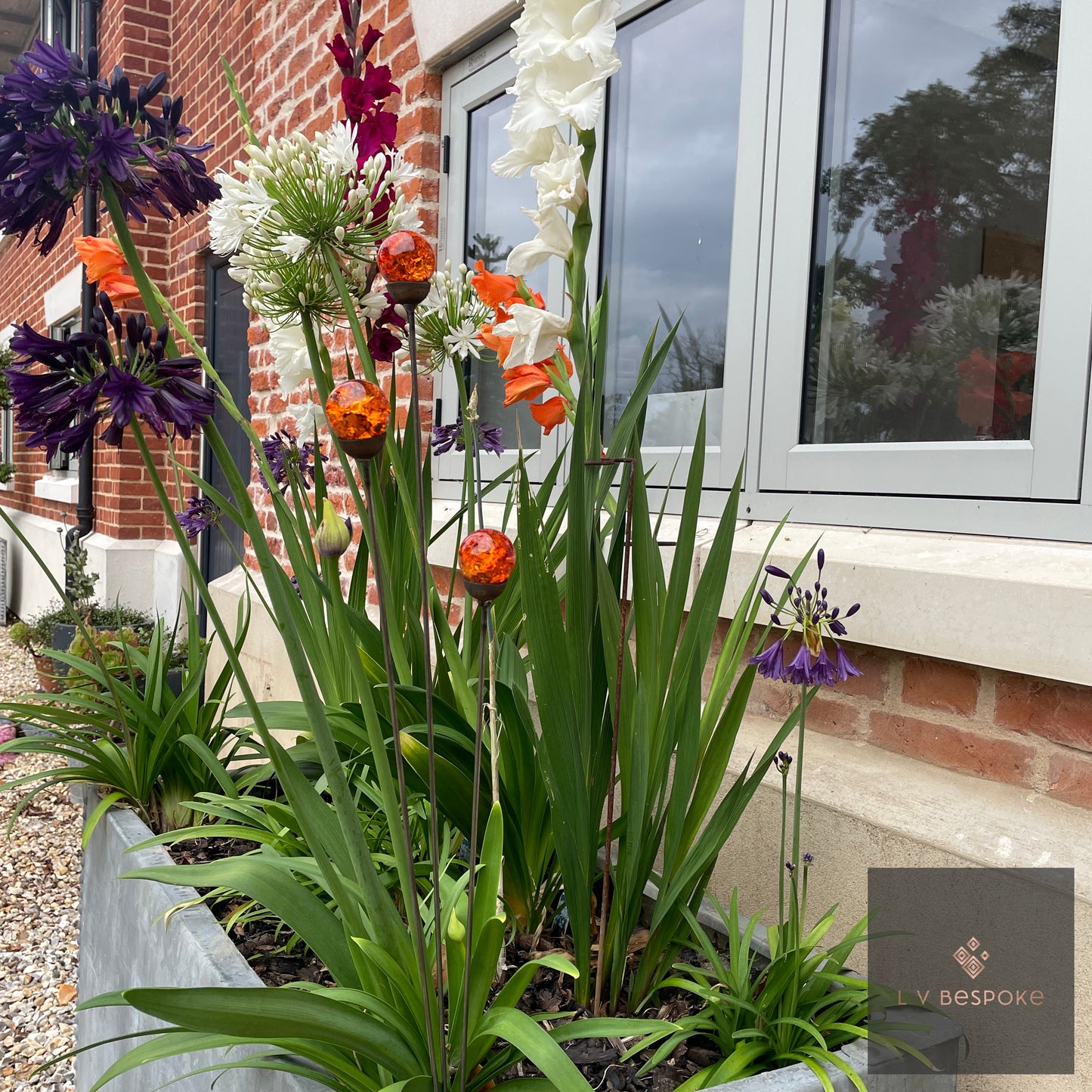 Mixed Coloured Glass Orb, Cluster of 3 - Short