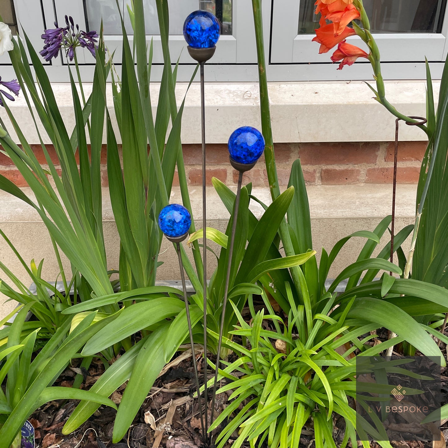 Mixed Coloured Glass Orb, Cluster of 3 - Short