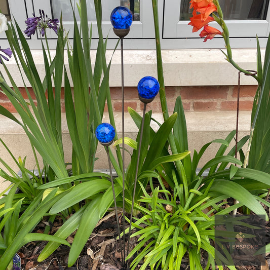 Mixed Coloured Glass Orb, Cluster of 3 - Short