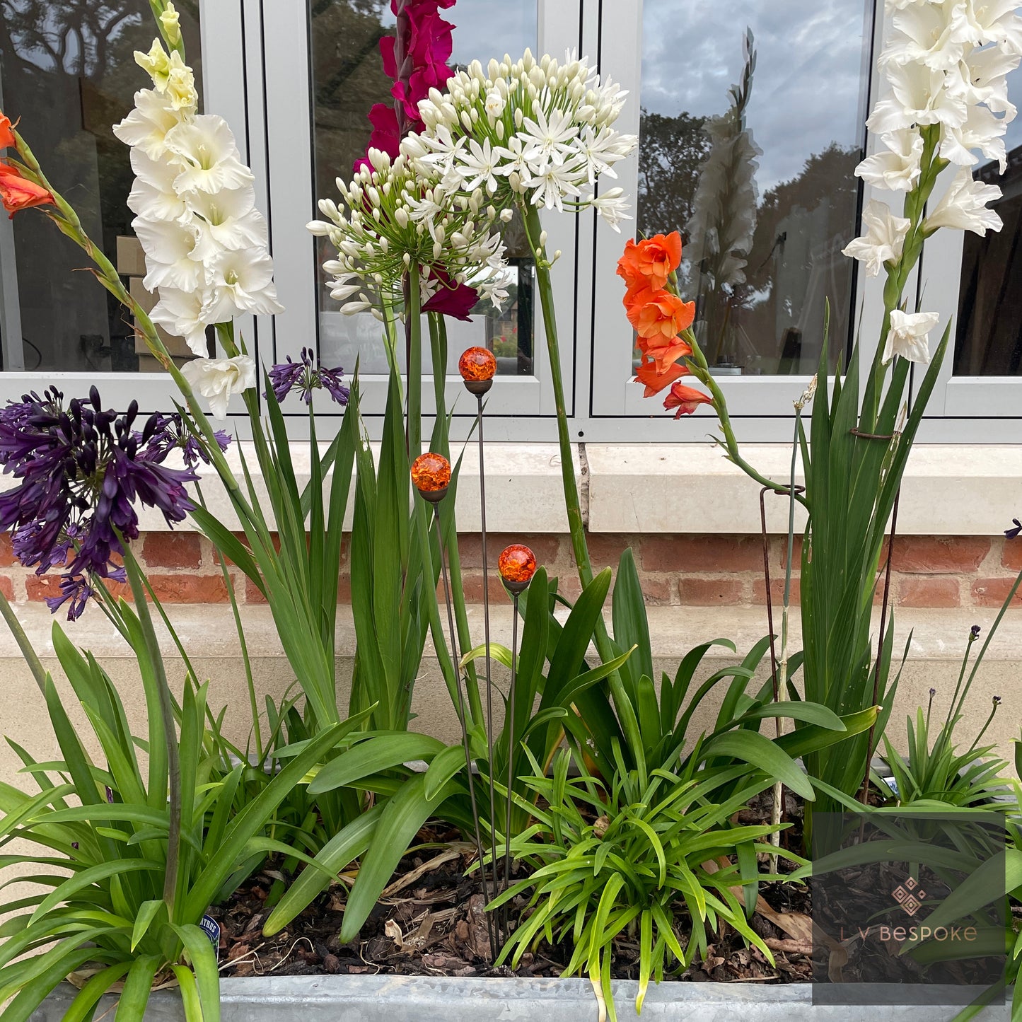 Mixed Coloured Glass Orb, Cluster of 3 - Short
