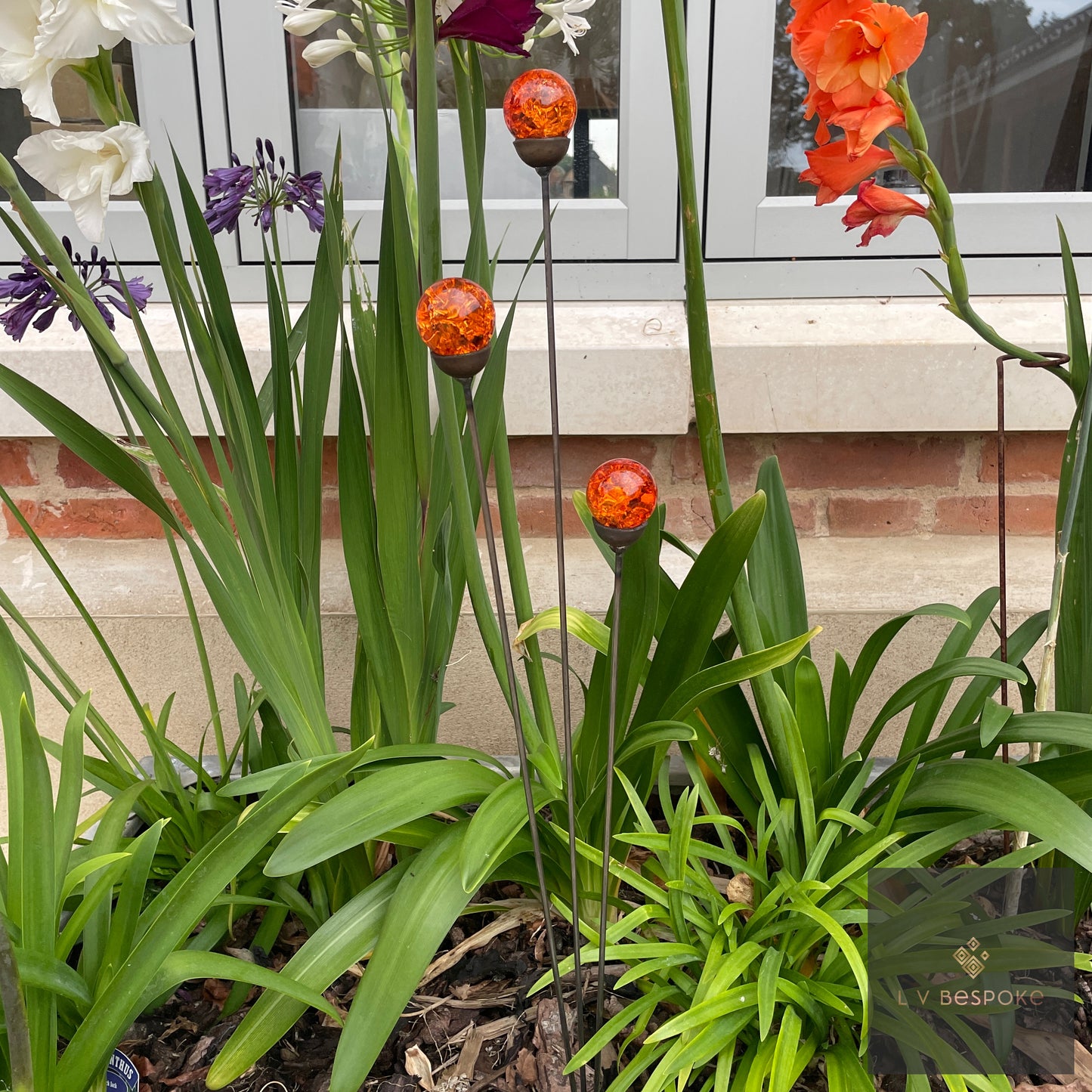 Mixed Coloured Glass Orb, Cluster of 3 - Short