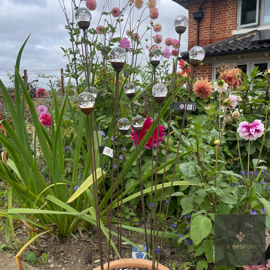 Cluster of 3 Glass/Marble Garden Feature available in a number of finishes and 2 heights