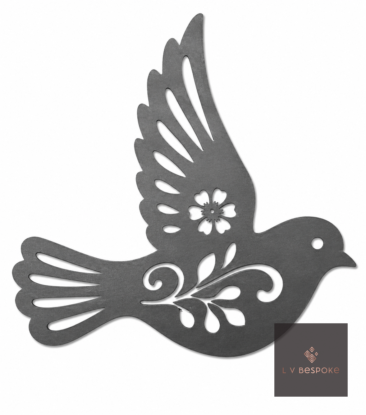 Raw steel bird design on a garden stake