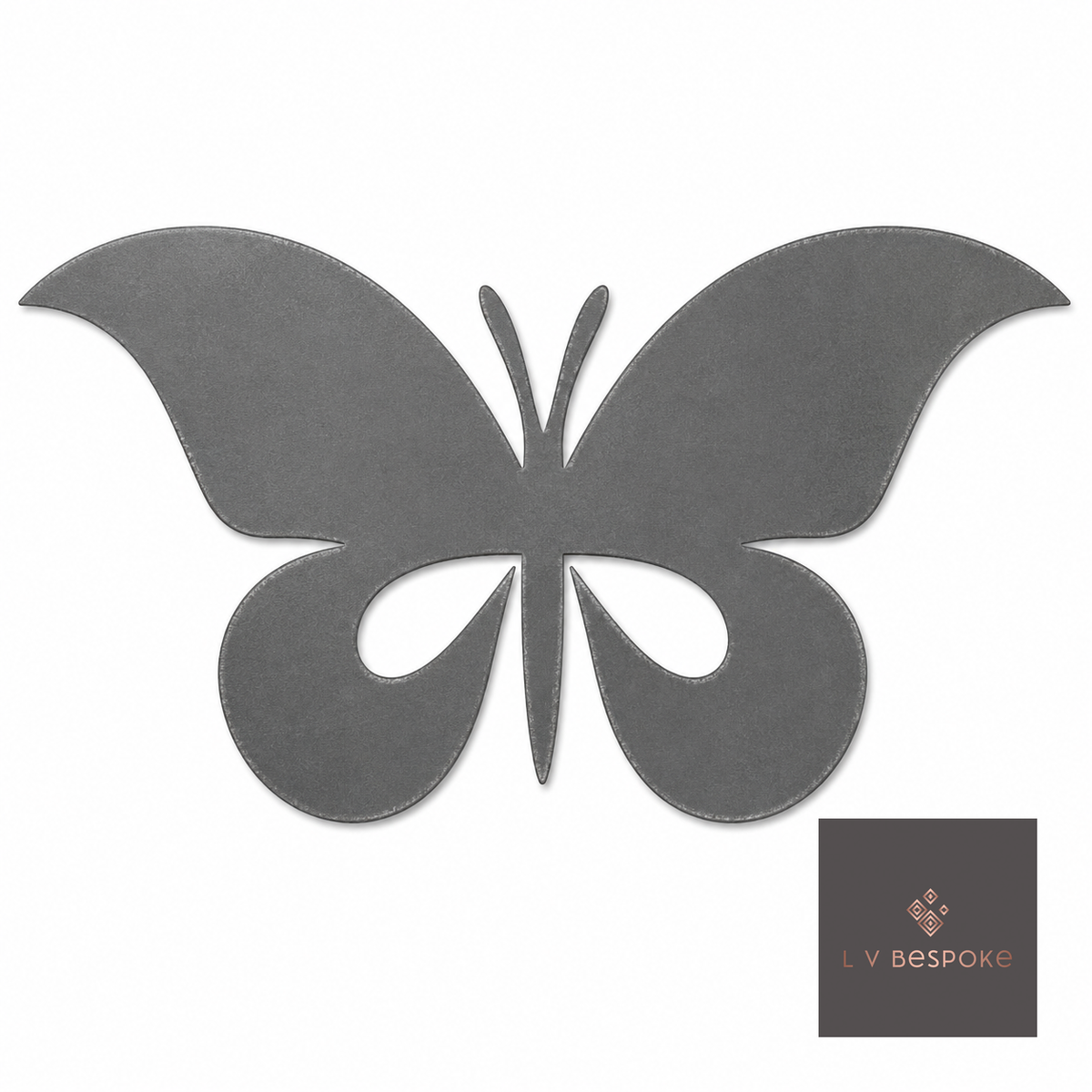Raw steel butterfly design on a garden stake