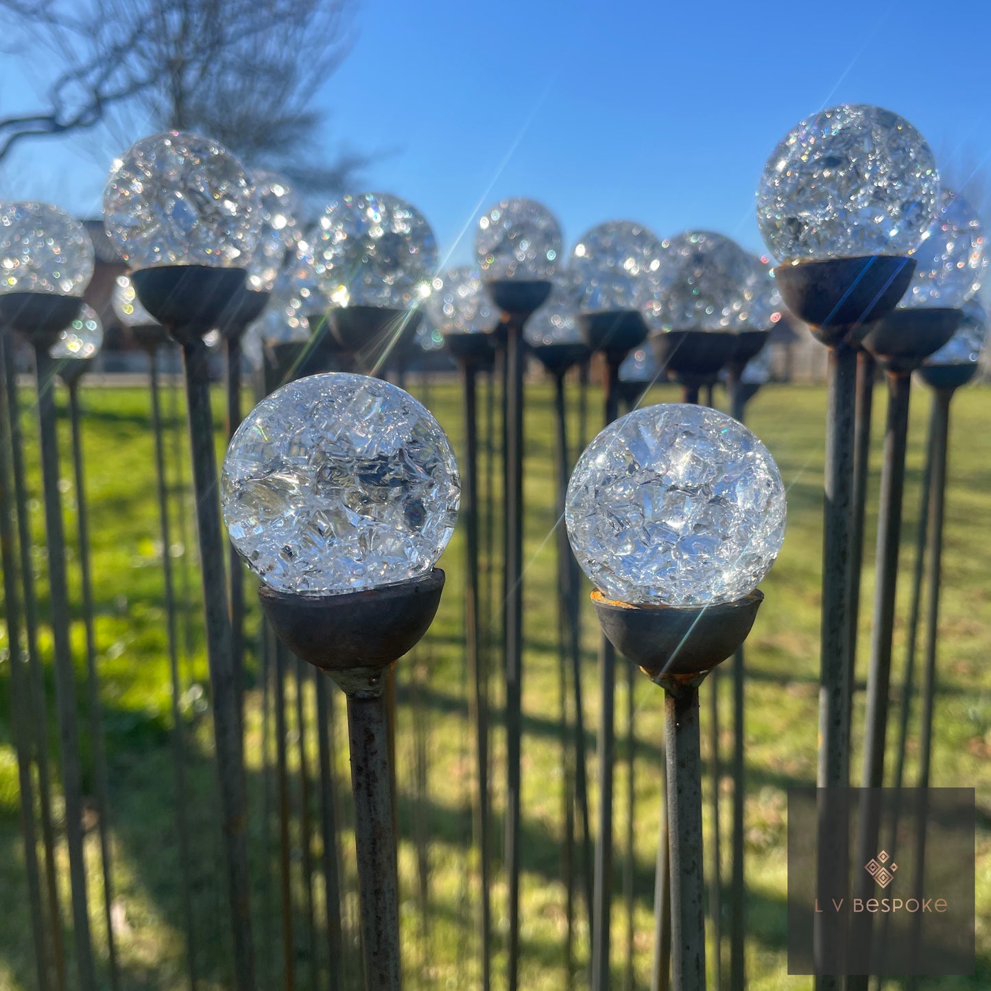 Decorative Glass Finish Metal Garden Stake with a choice of size and style available.