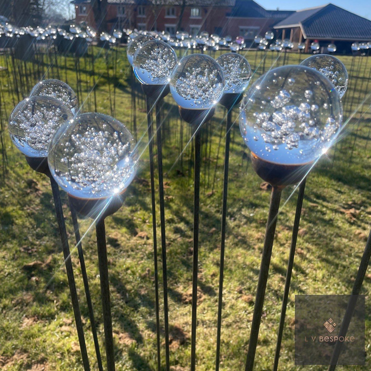Decorative Glass Finish Metal Garden Stake with a choice of size and style available.
